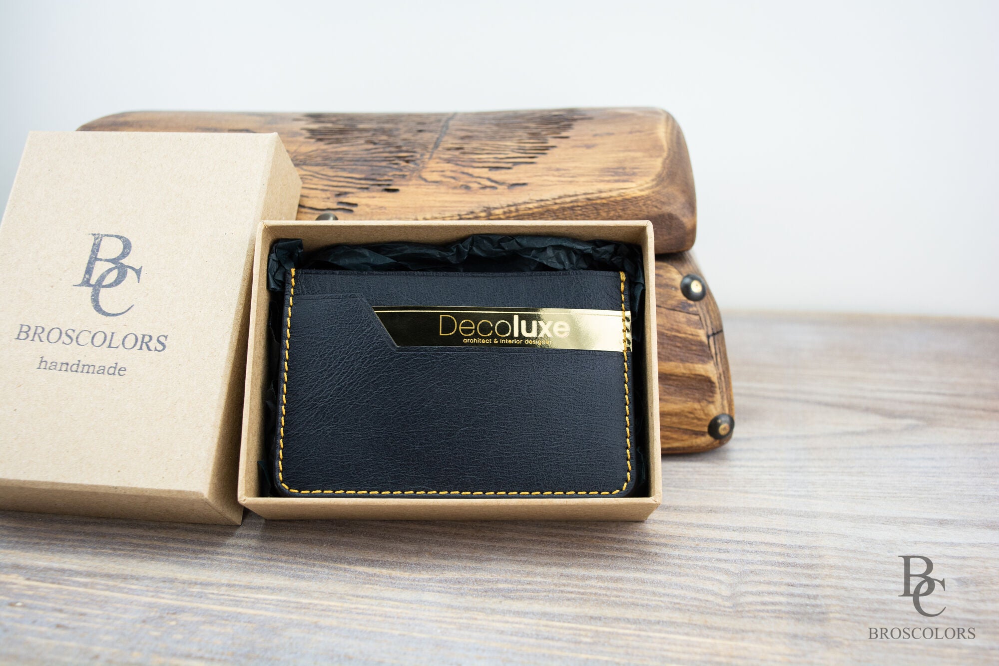 Slim Black&Gold Leather Card Holder