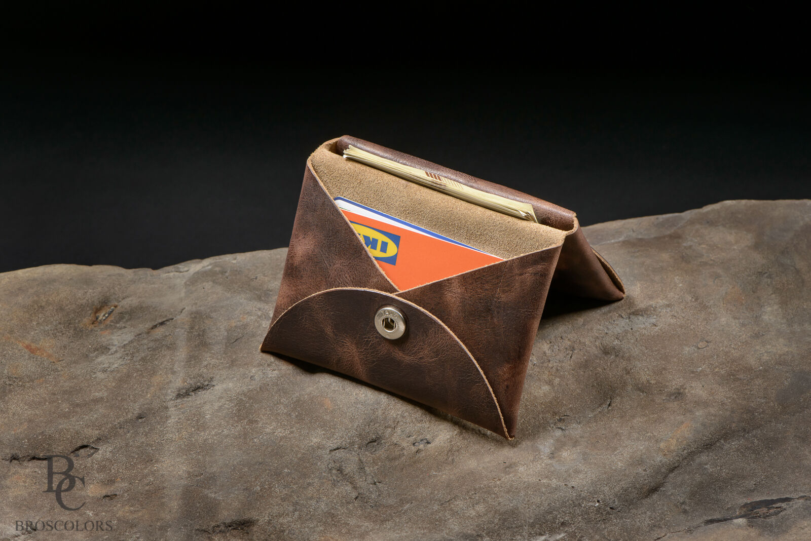 Minimalist Origami Wallet, Customized Brown Crazy Horse Leather Wallet