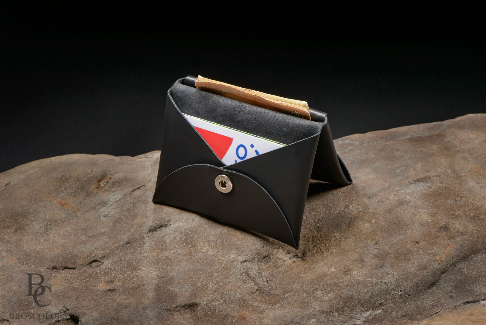 Minimalist Origami Wallet, Customized Black Leather Wallet