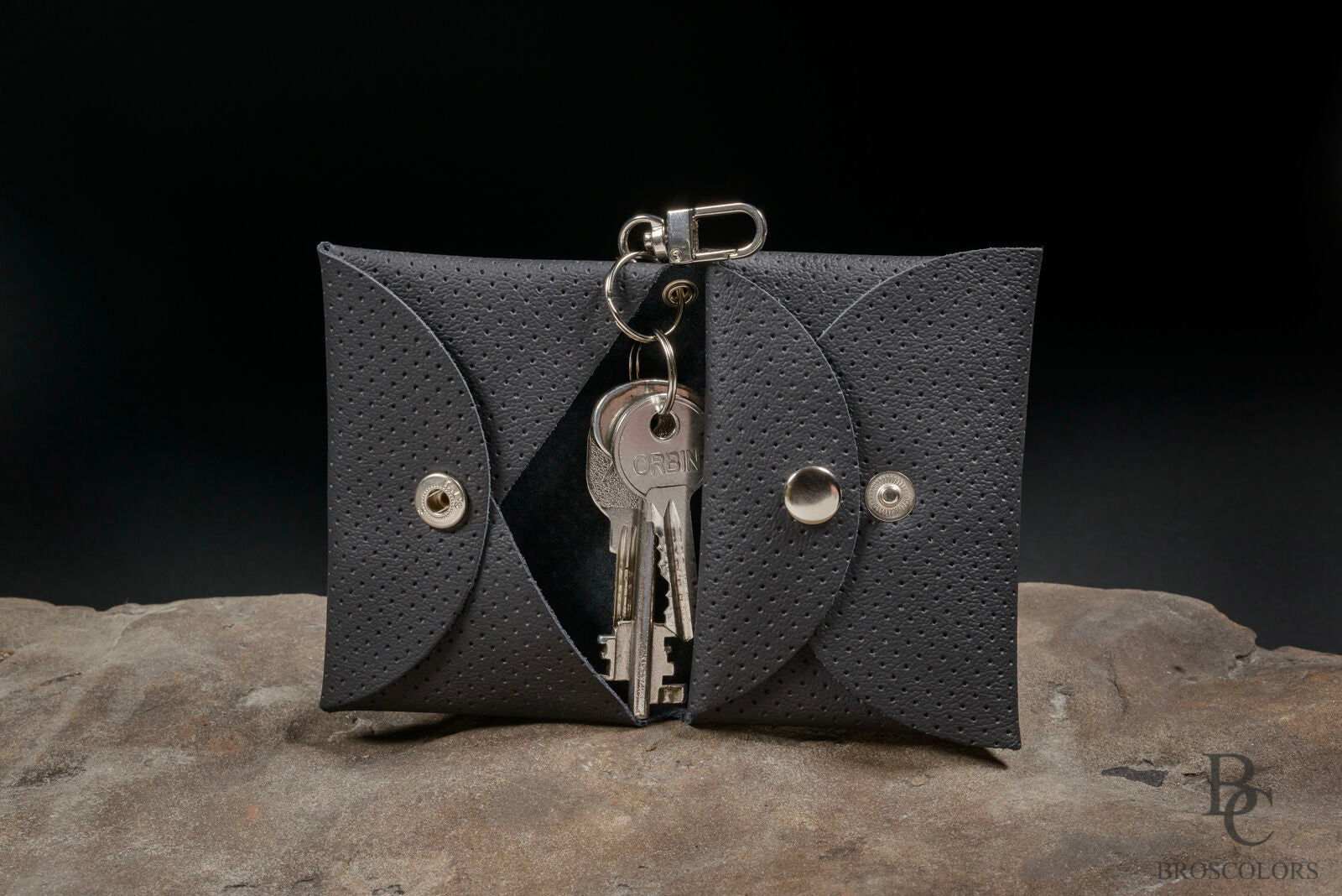 Minimalist Origami Wallet with Black Perforated Leather, Unisex Wallet