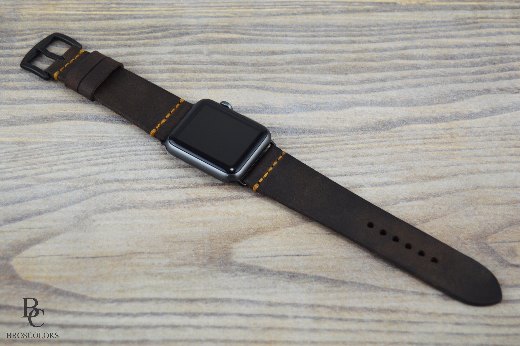 Antique Brown Apple Watch Leather Strap - Rusty Dusty