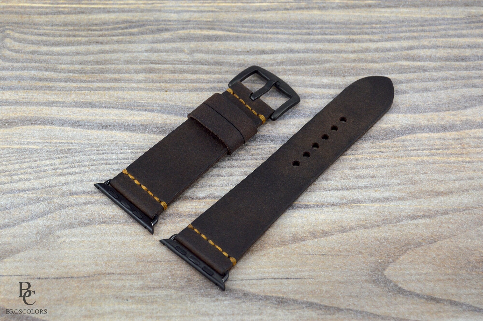 Antique Brown Apple Watch Leather Strap - Rusty Dusty