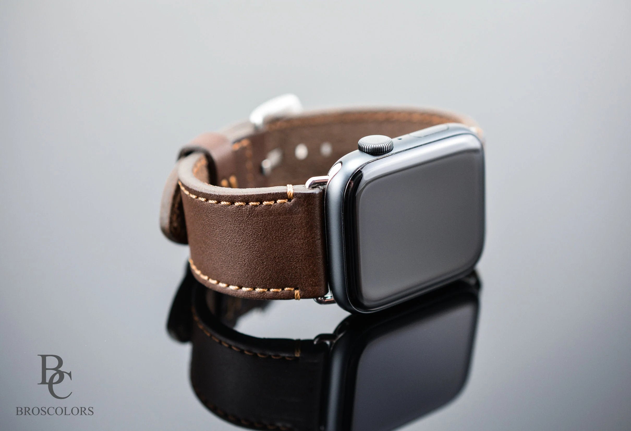 Apple Brown Leather Watch Strap Yellow Stitching - Advanced User