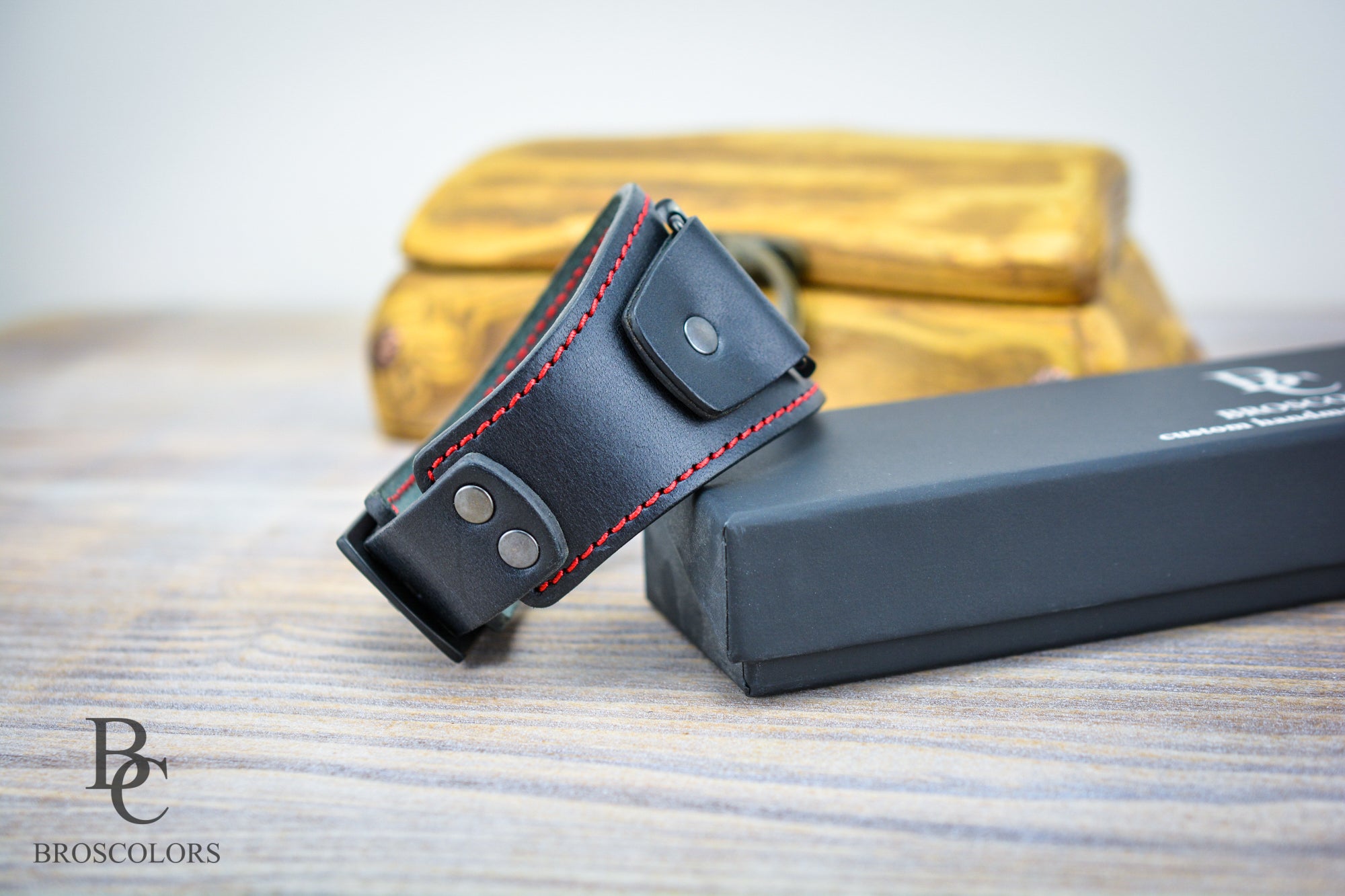 Apple Watch Leather Cuff Band - Red Line Racer