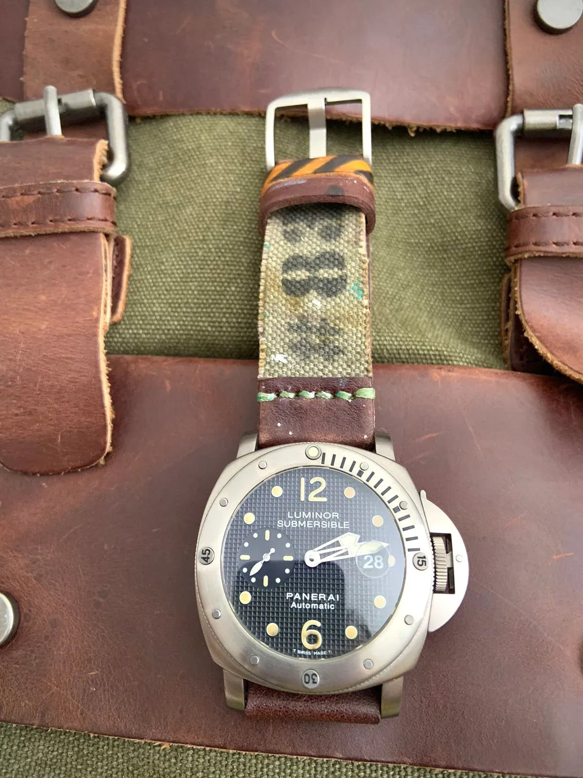 Army Green Canvas Leather Strap
