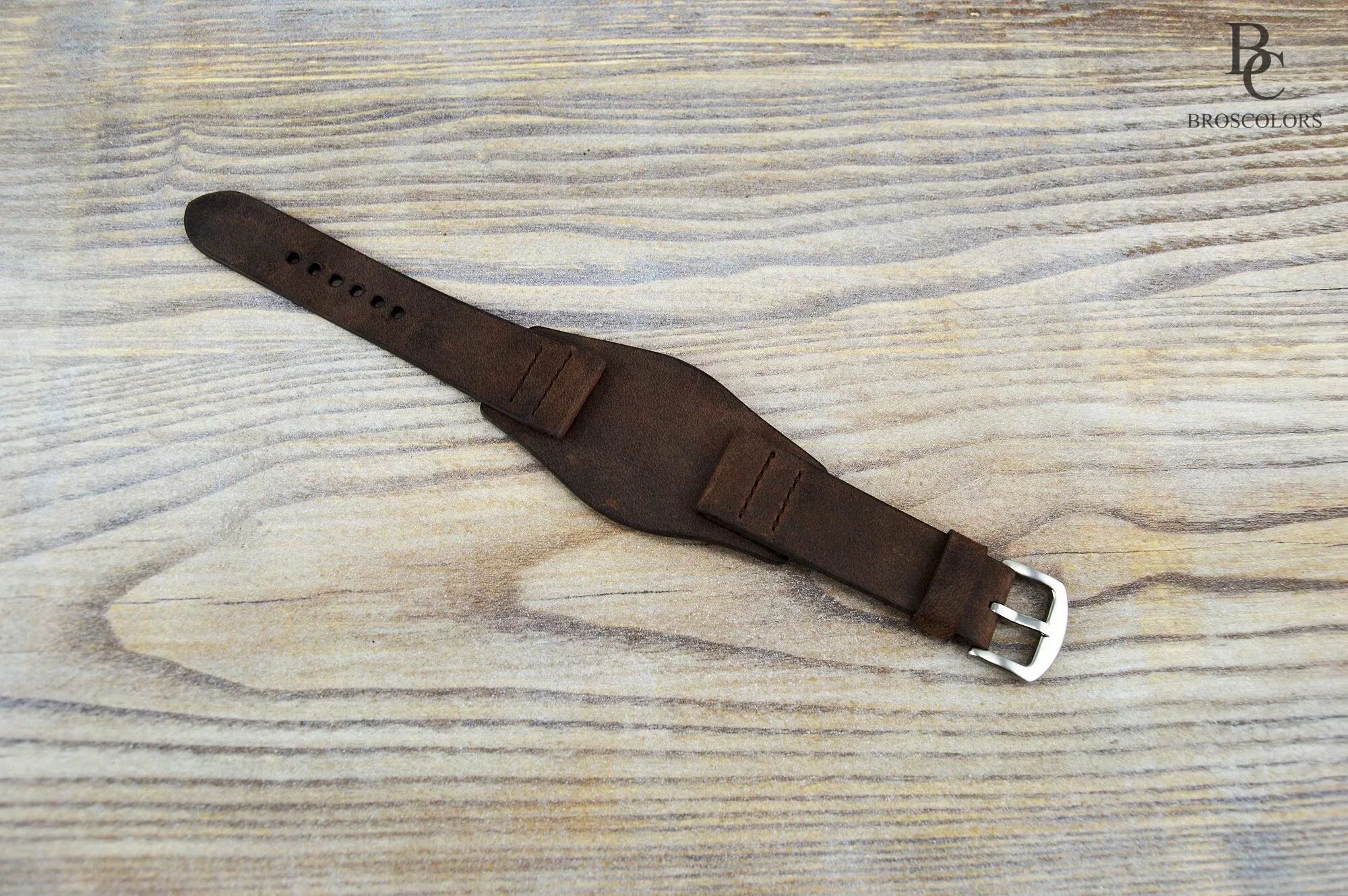 Brown Crazy Horse Leather Cuff Watch Band - Horse Adventure