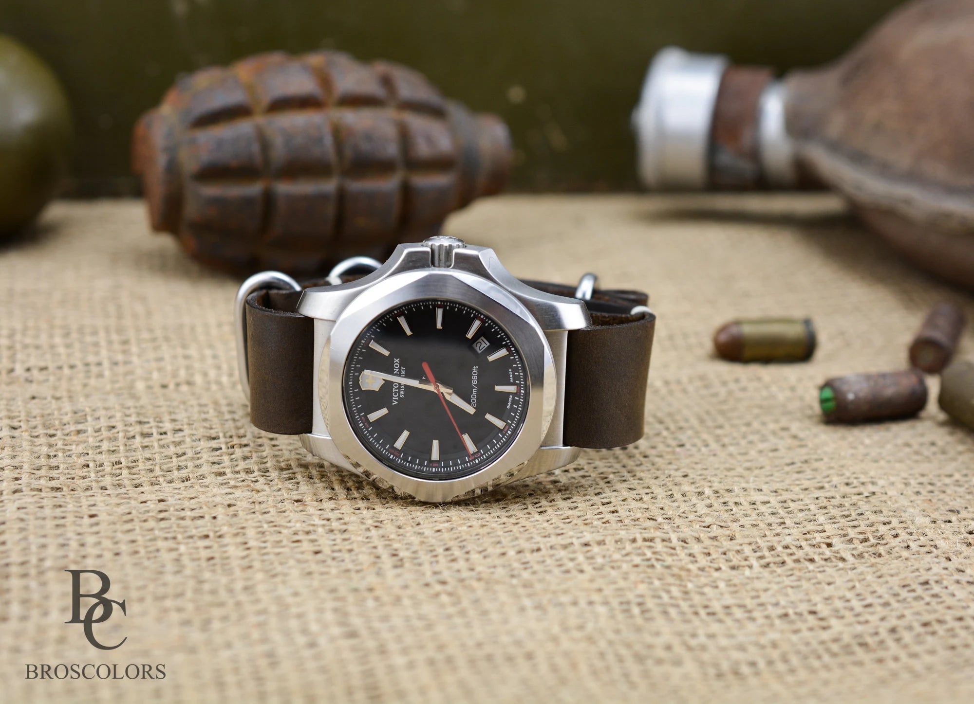 Brown Crazy Horse Leather Military Watch Strap
