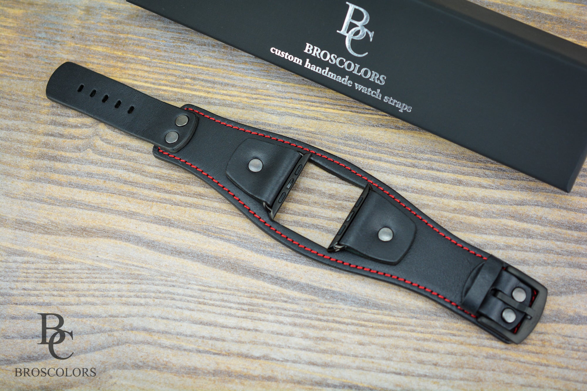 Apple Watch Leather Cuff Band - Red Line Racer