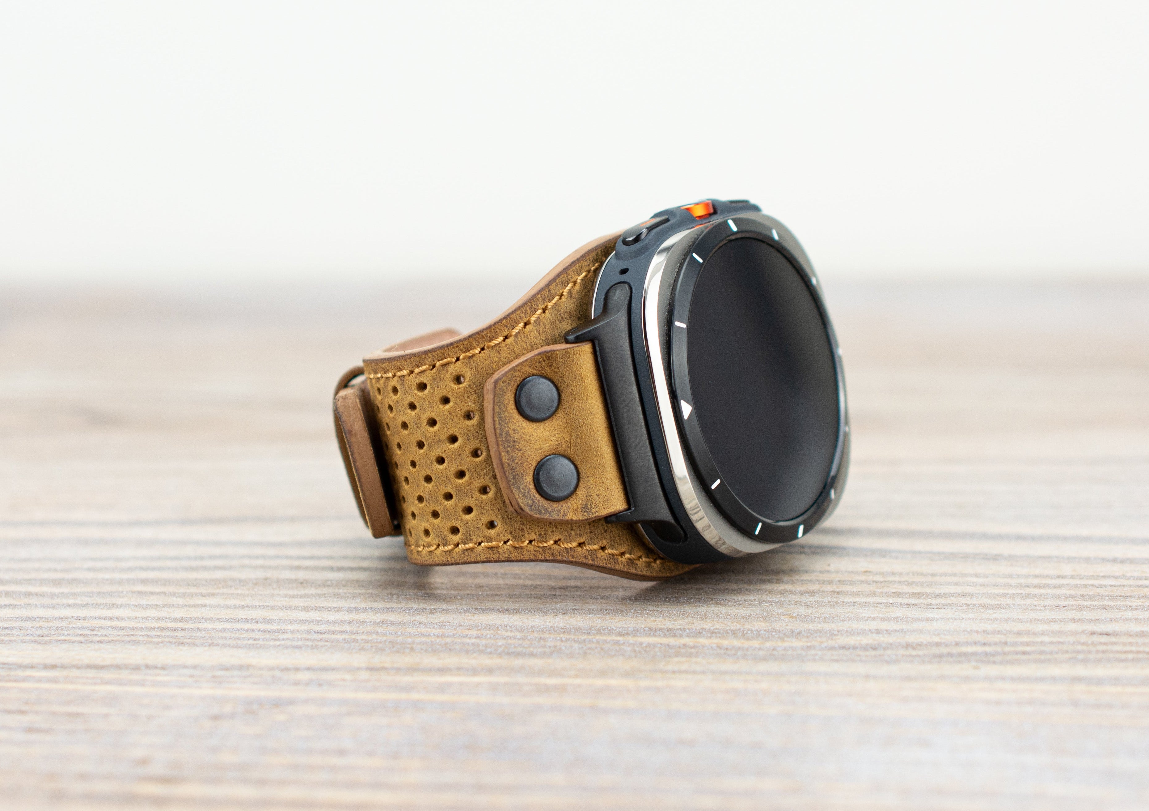 Brown Leather Cuff Band for Samsung Galaxy Ultra 47mm / Galaxy 8 Classic