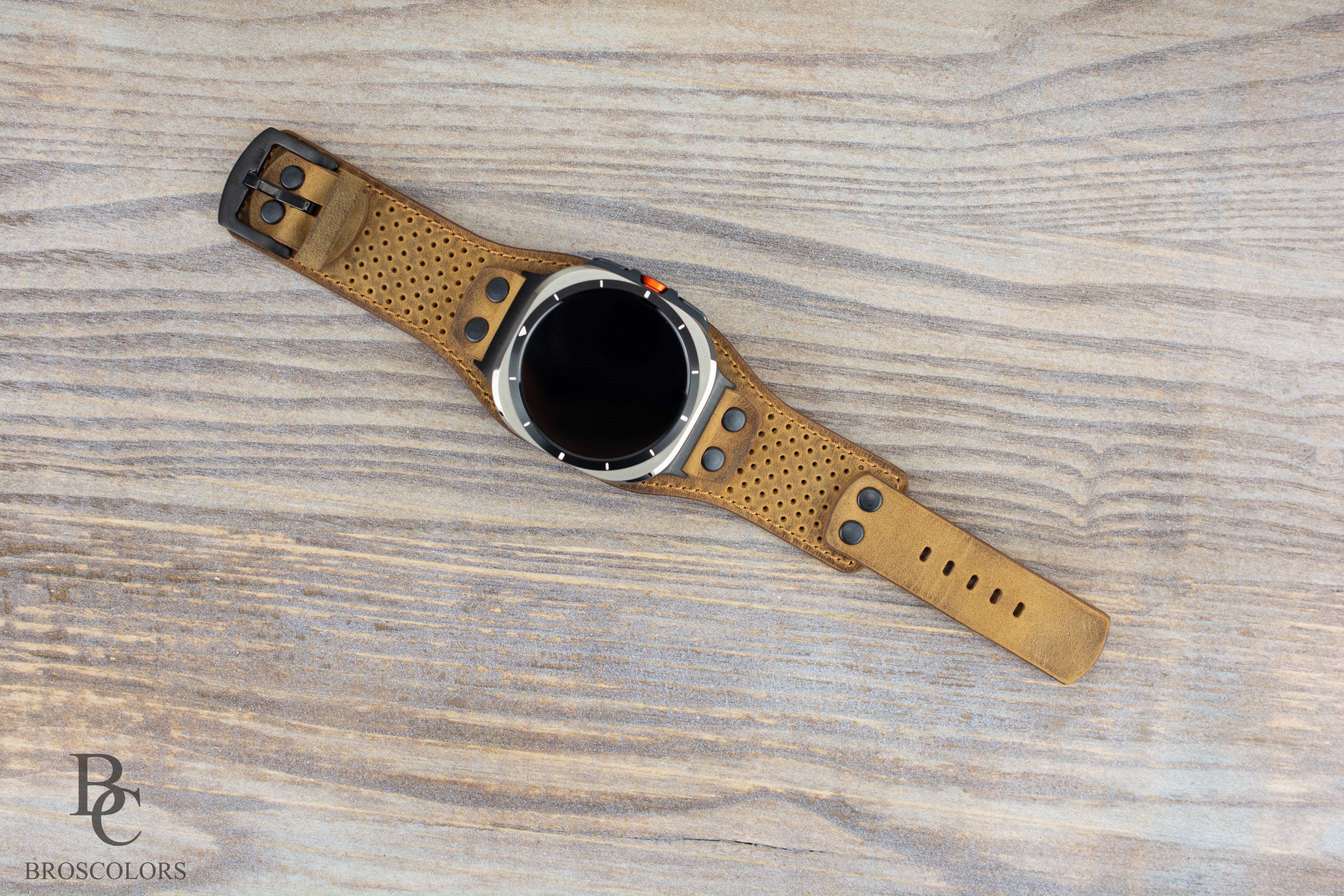 Brown Leather Cuff Band for Samsung Galaxy Ultra 47mm / Galaxy 8 Classic