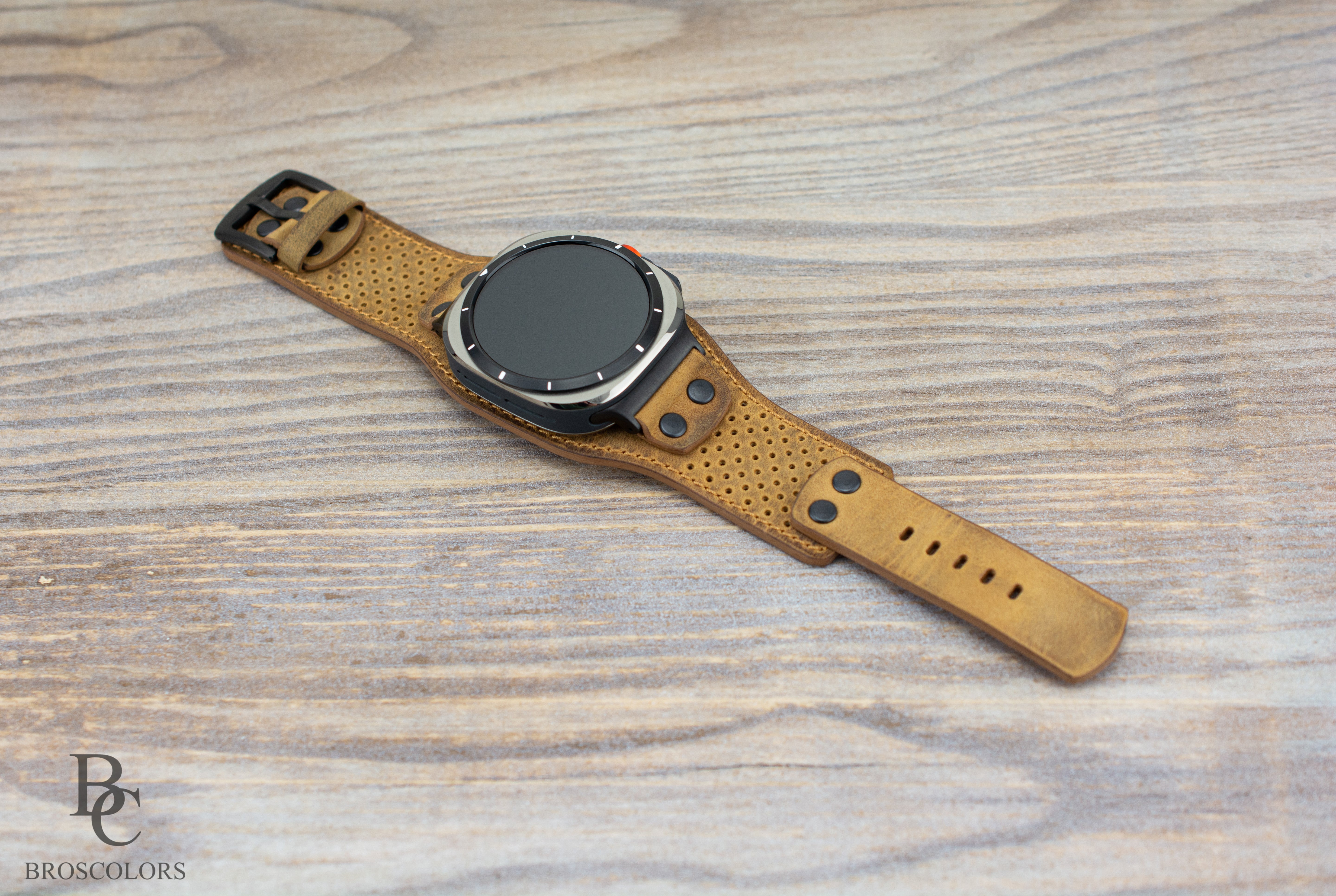 Brown Leather Cuff Band for Samsung Galaxy Ultra 47mm / Galaxy 8 Classic