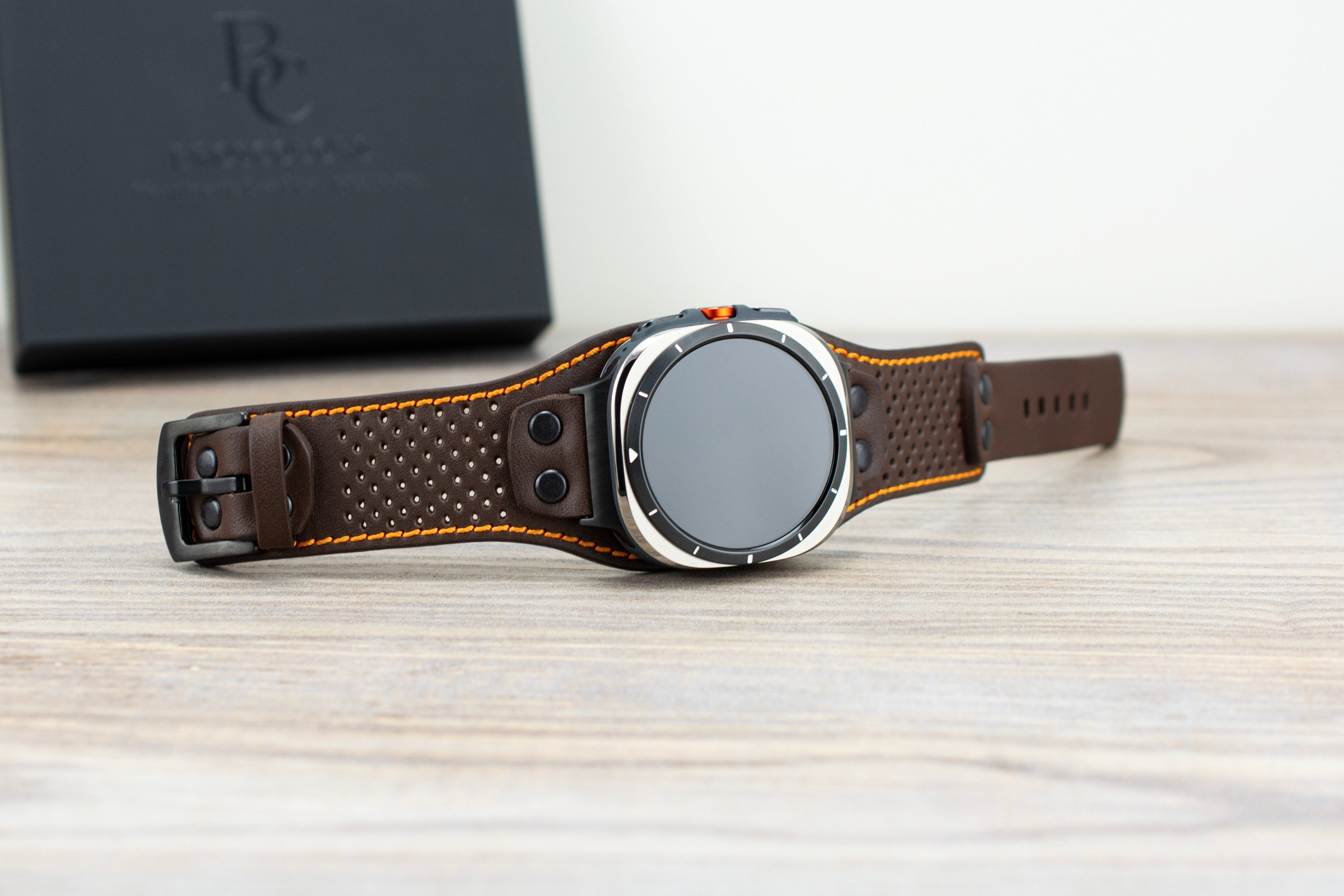 Brown Leather Cuff Band for Samsung Galaxy Ultra 47mm / Galaxy 8 Classic