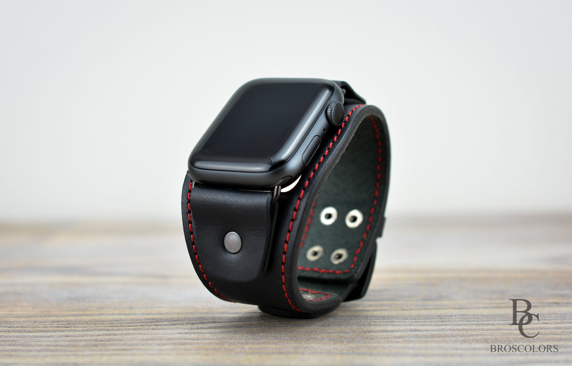 Apple Watch Leather Cuff Band - Red Line Racer