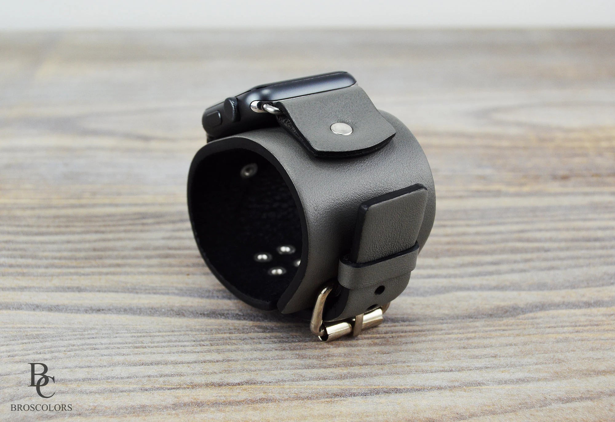 Gray Apple Leather Watch Cuff Band - Gray Armor