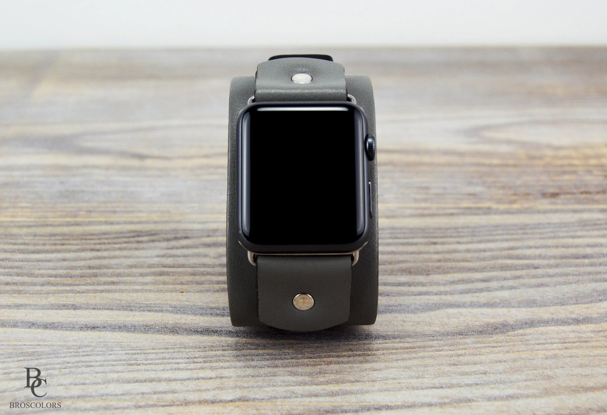 Gray Apple Leather Watch Cuff Band - Gray Armor