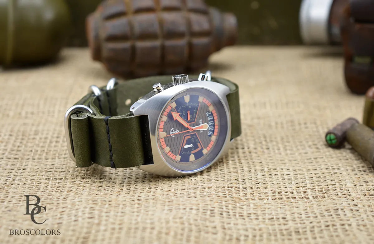 Green Leather Military Watch Strap