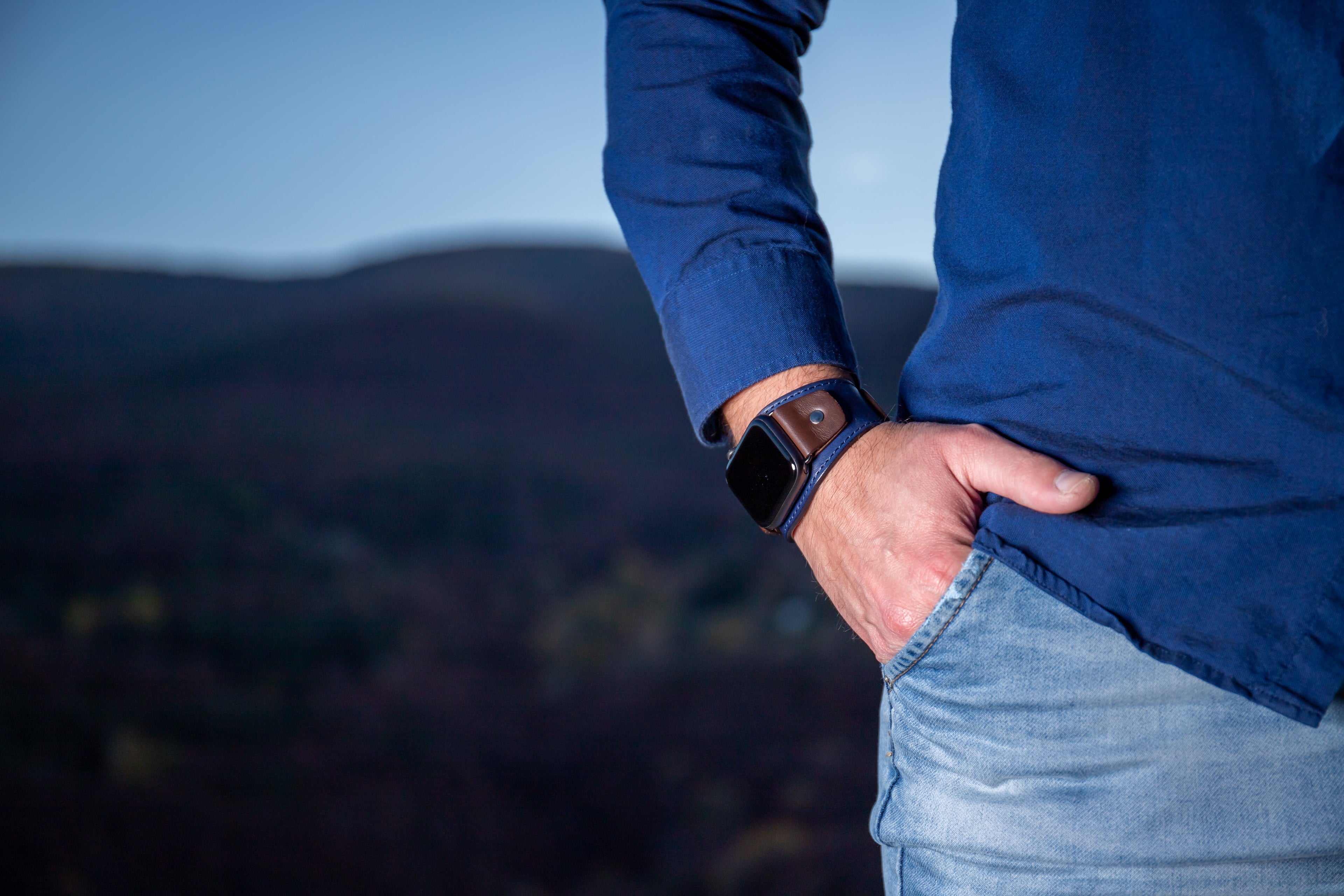 Blue&Brown Apple Cuff Watch Band
