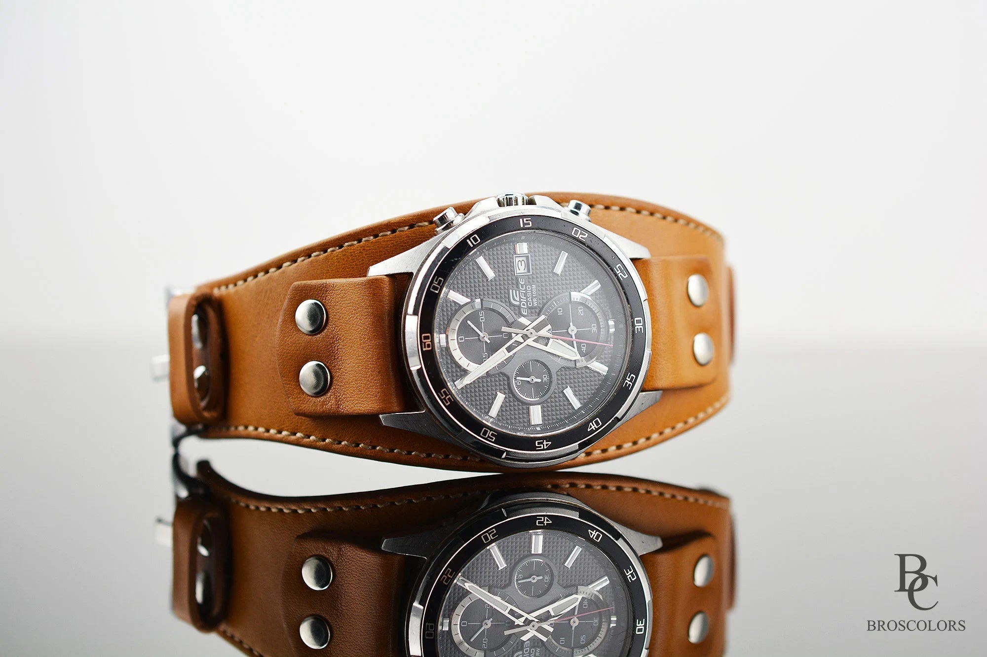 Leather Cuff Watch Band in Light Brown - Simple Cuff