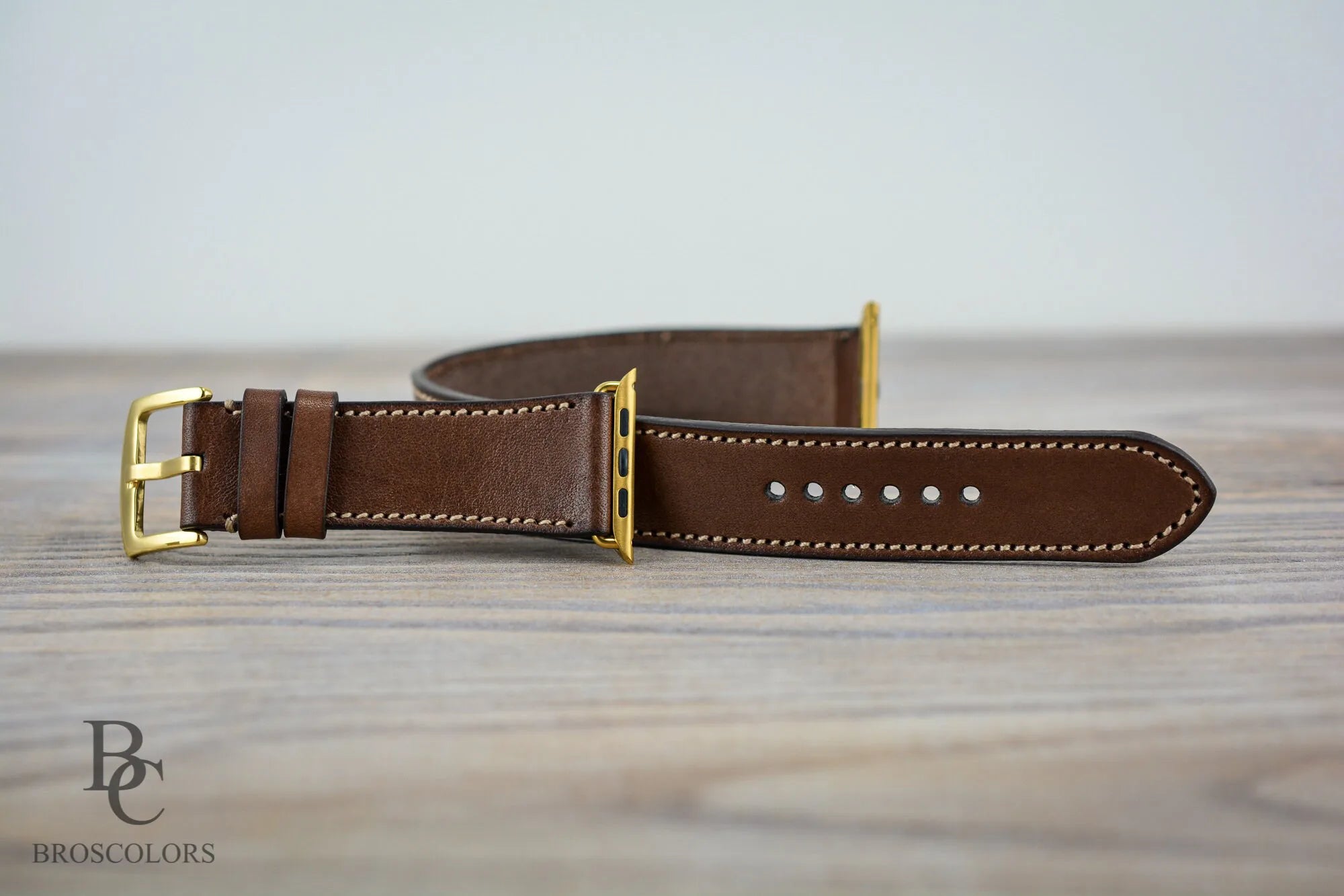Long Apple Watch Band Brown Leather - Double Turn