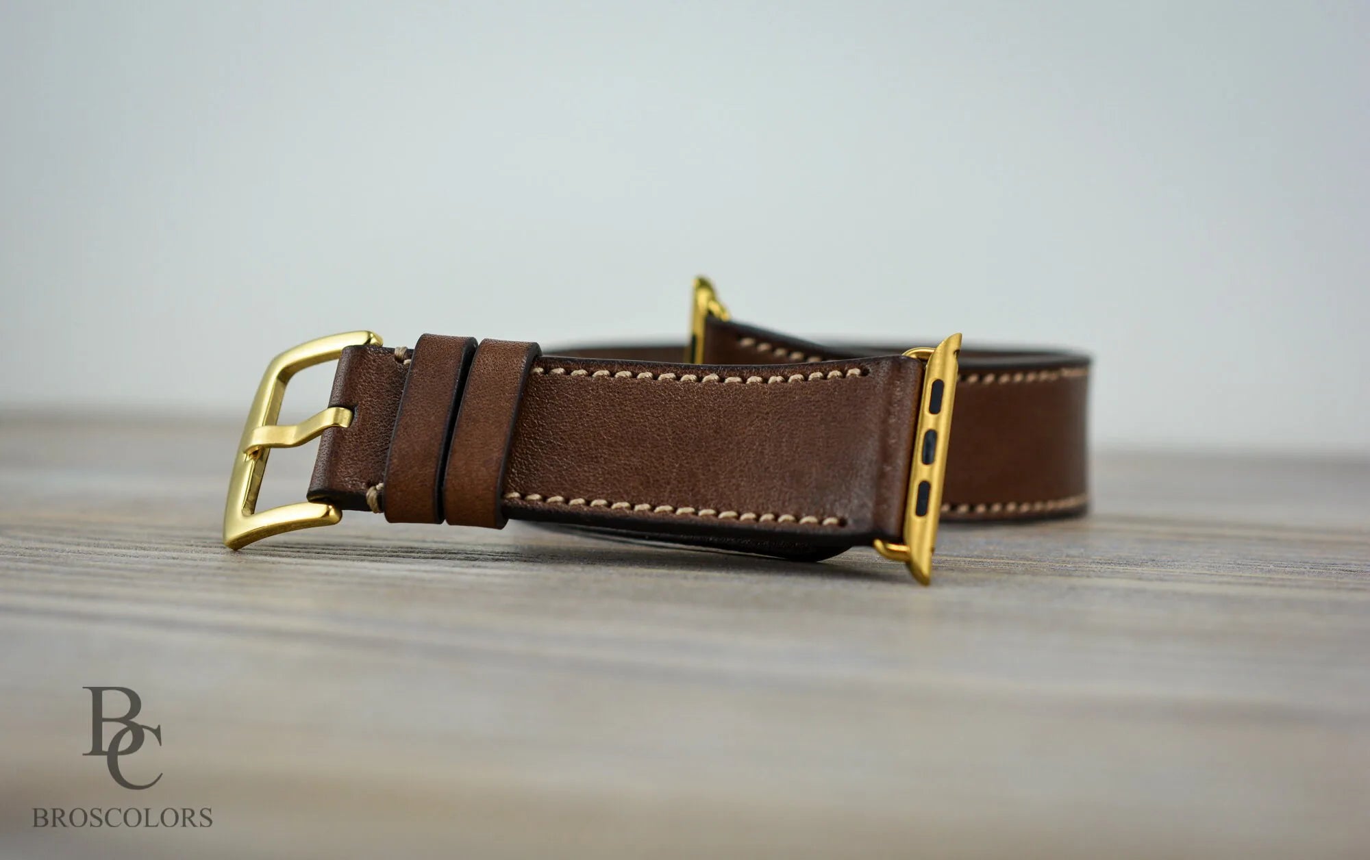 Long Apple Watch Band Brown Leather - Double Turn