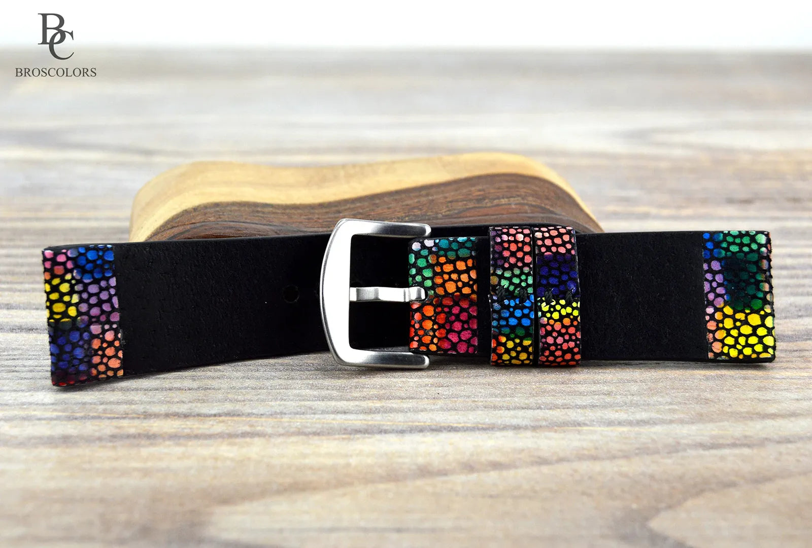 Rainbow Leather Watch Strap - Crazy Rainbow