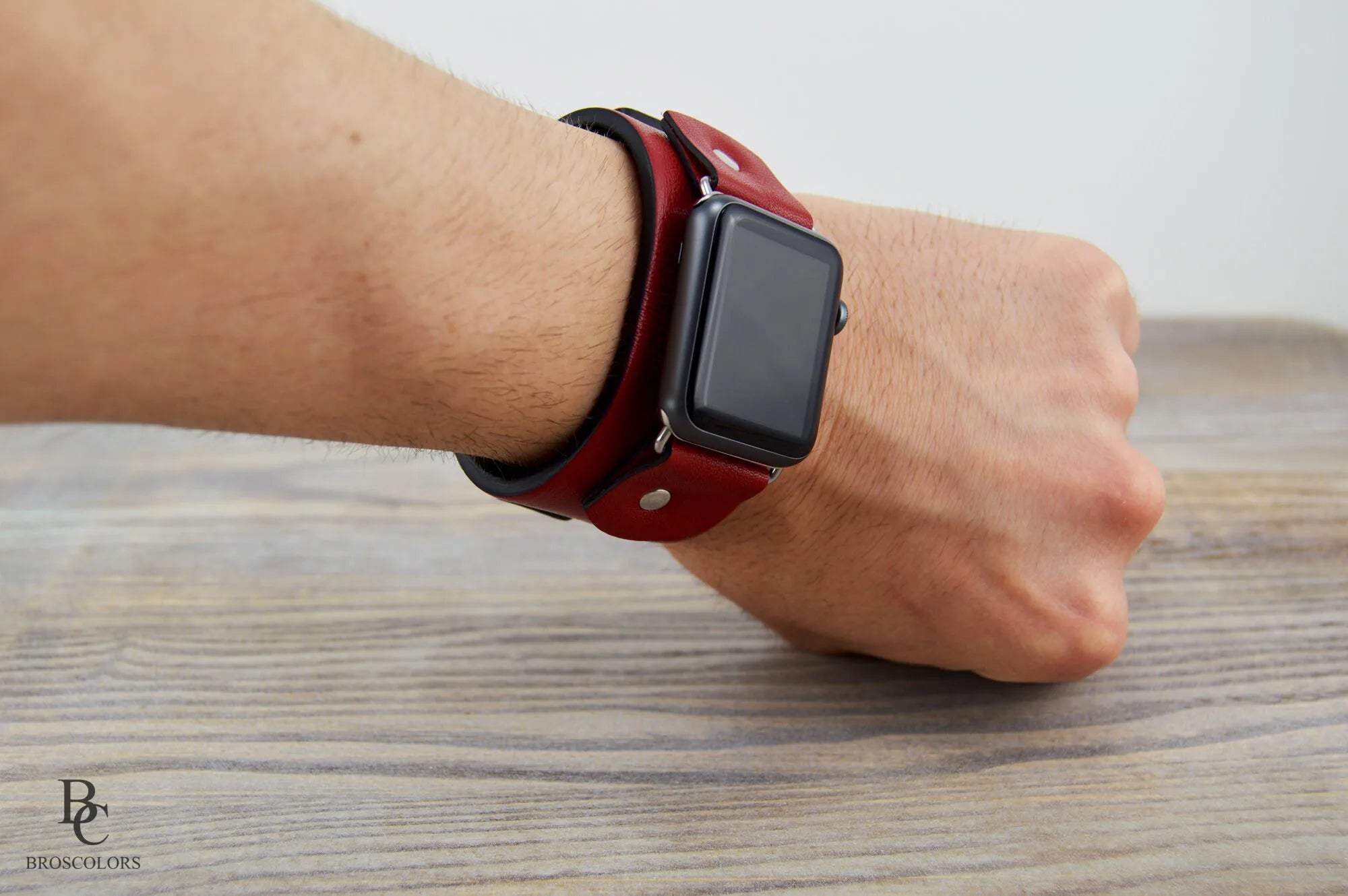 Red Apple Watch Leather Cuff Band - 4 Red Dots