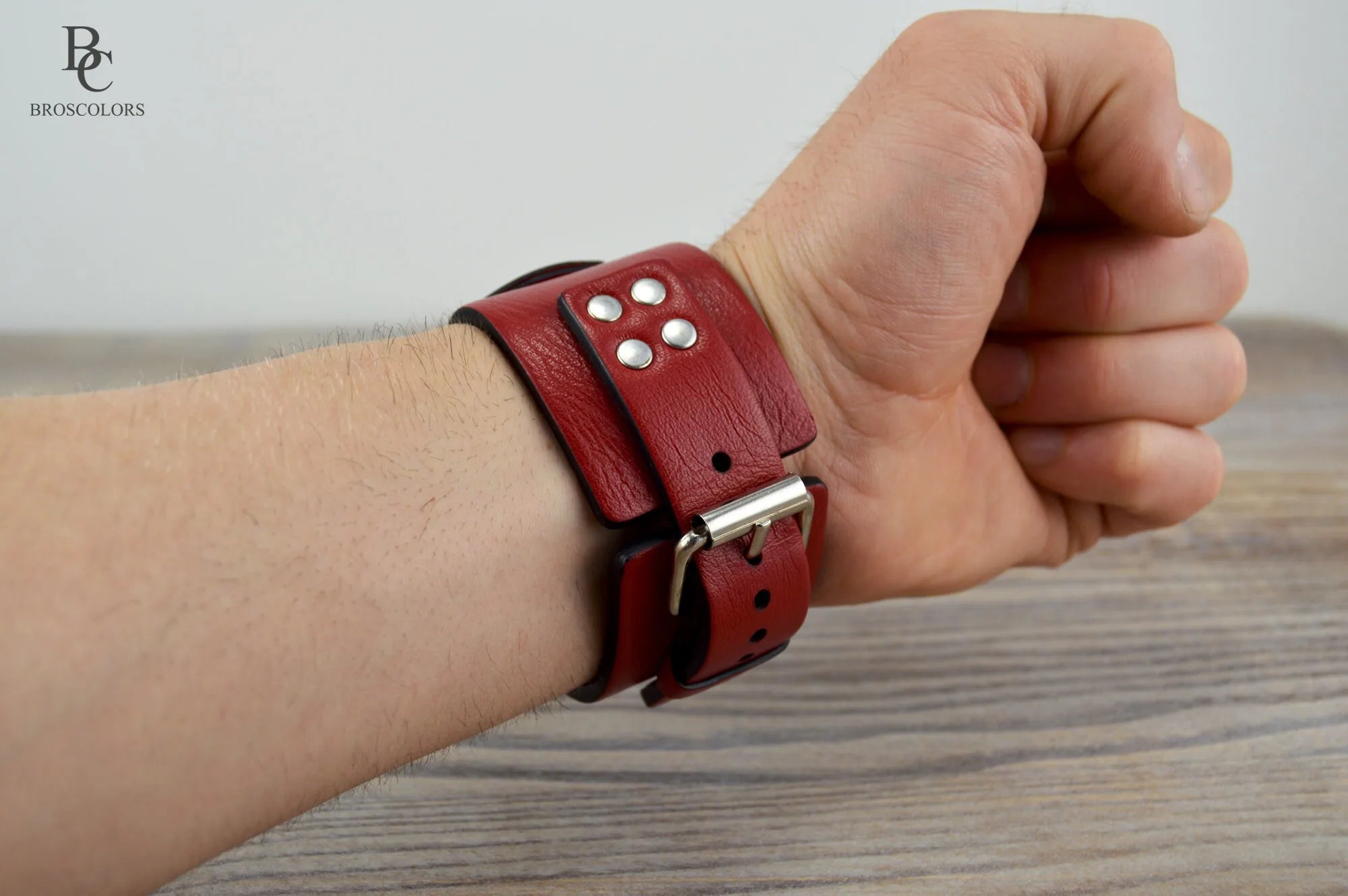 Red Apple Watch Leather Cuff Band - 4 Red Dots