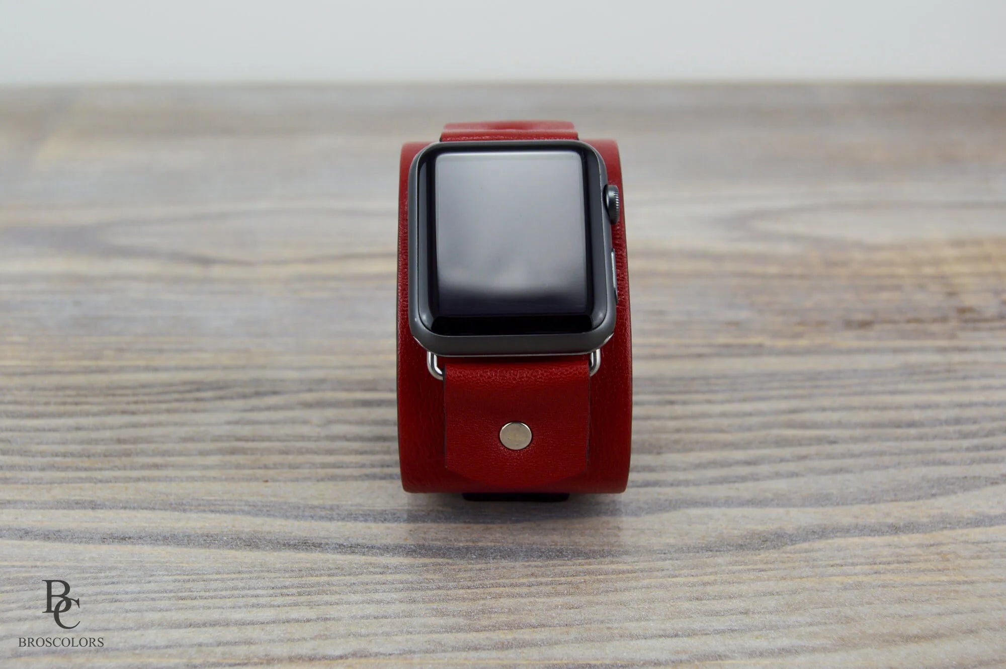 Red Apple Watch Leather Cuff Band - 4 Red Dots