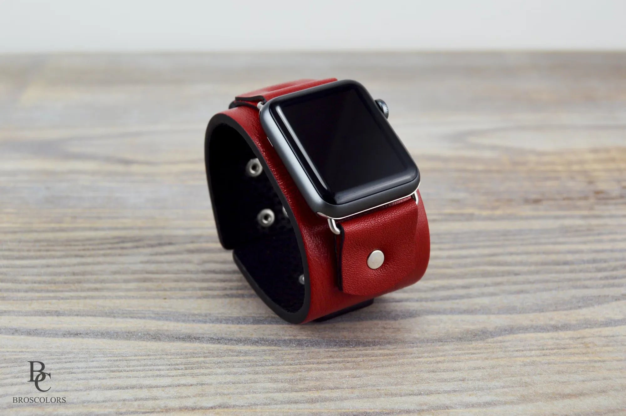 Red Apple Watch Leather Cuff Band 4 Red Dots