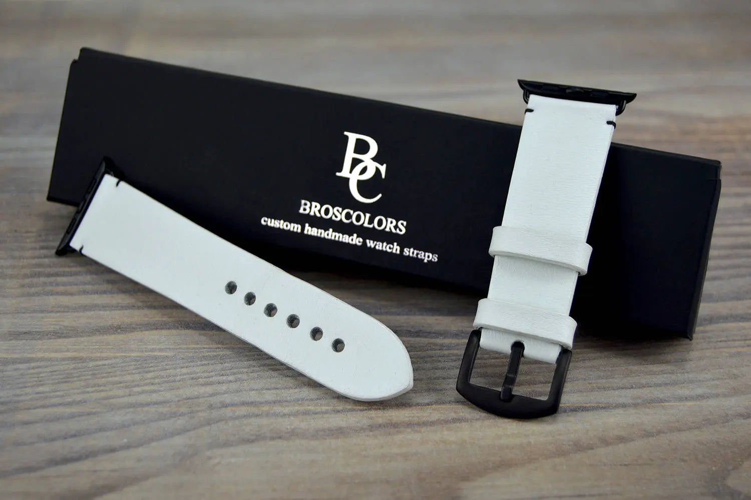 White Apple Watch Band Black Buckle - White Apple