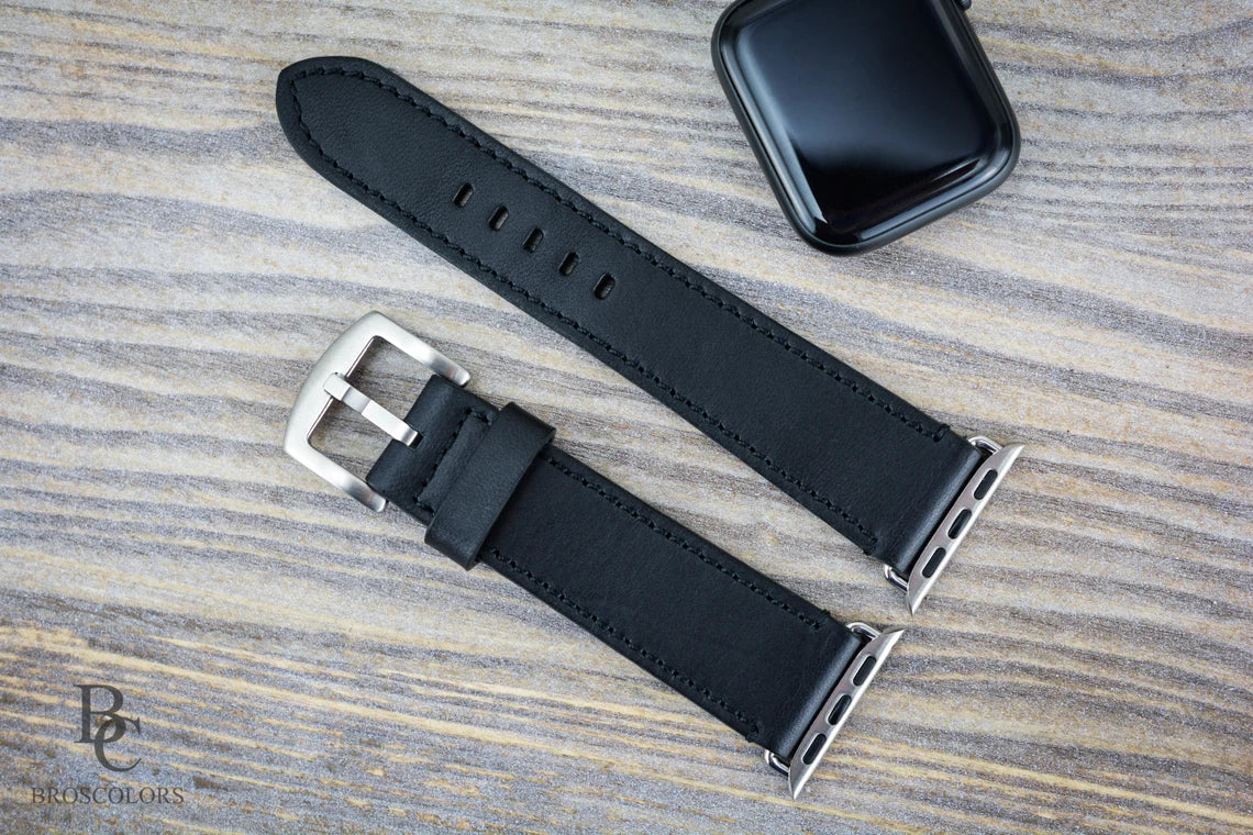 Black Leather Apple Watch Strap