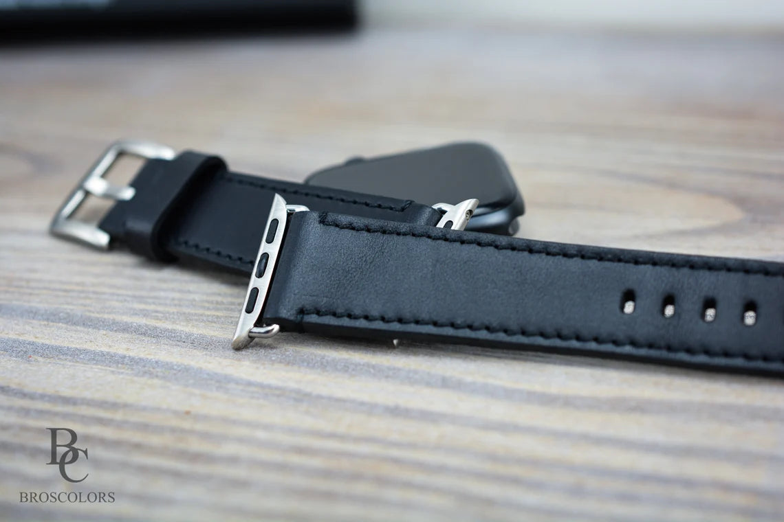 Black Leather Apple Watch Strap