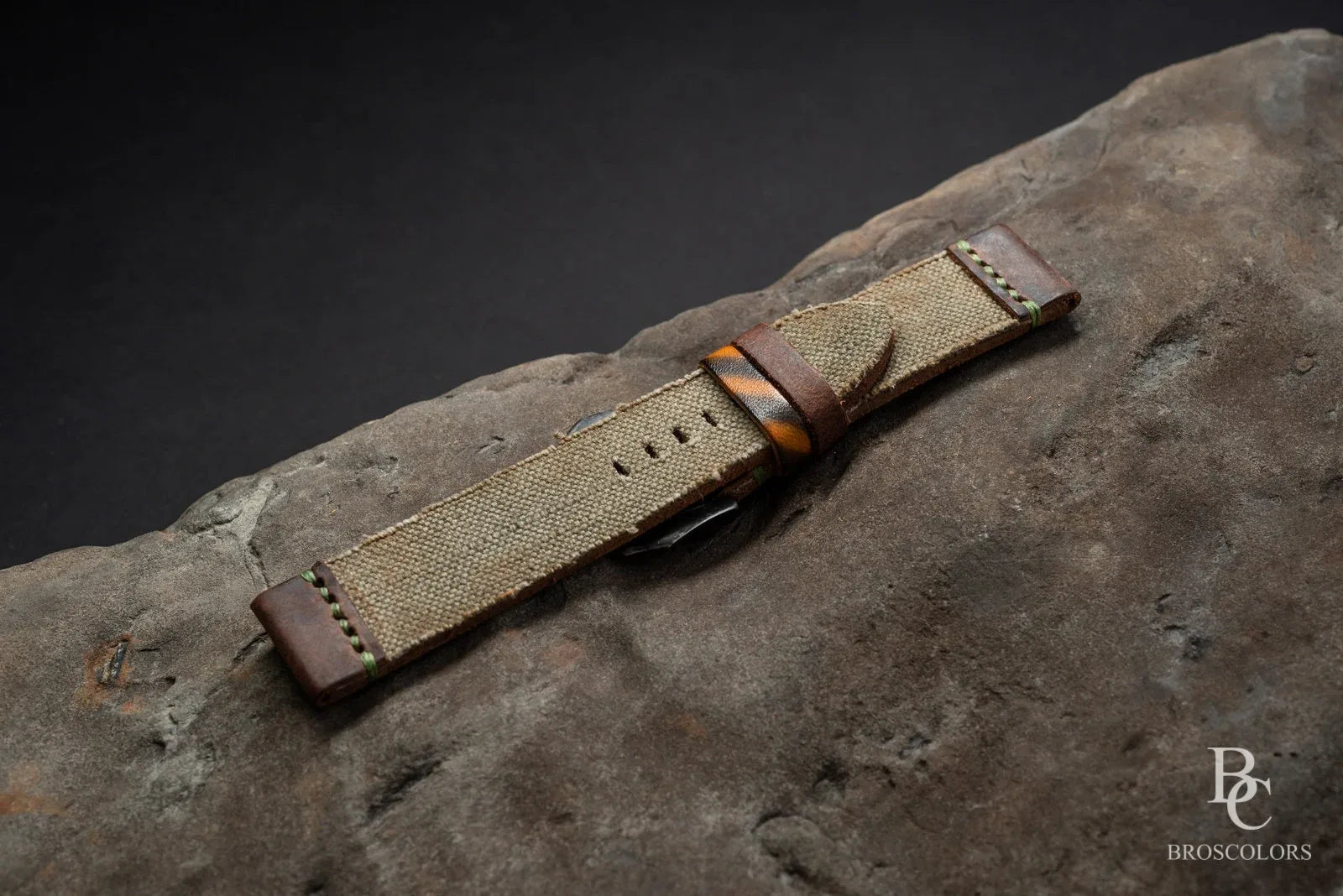 Army Green Canvas/Leather Strap - Military Color