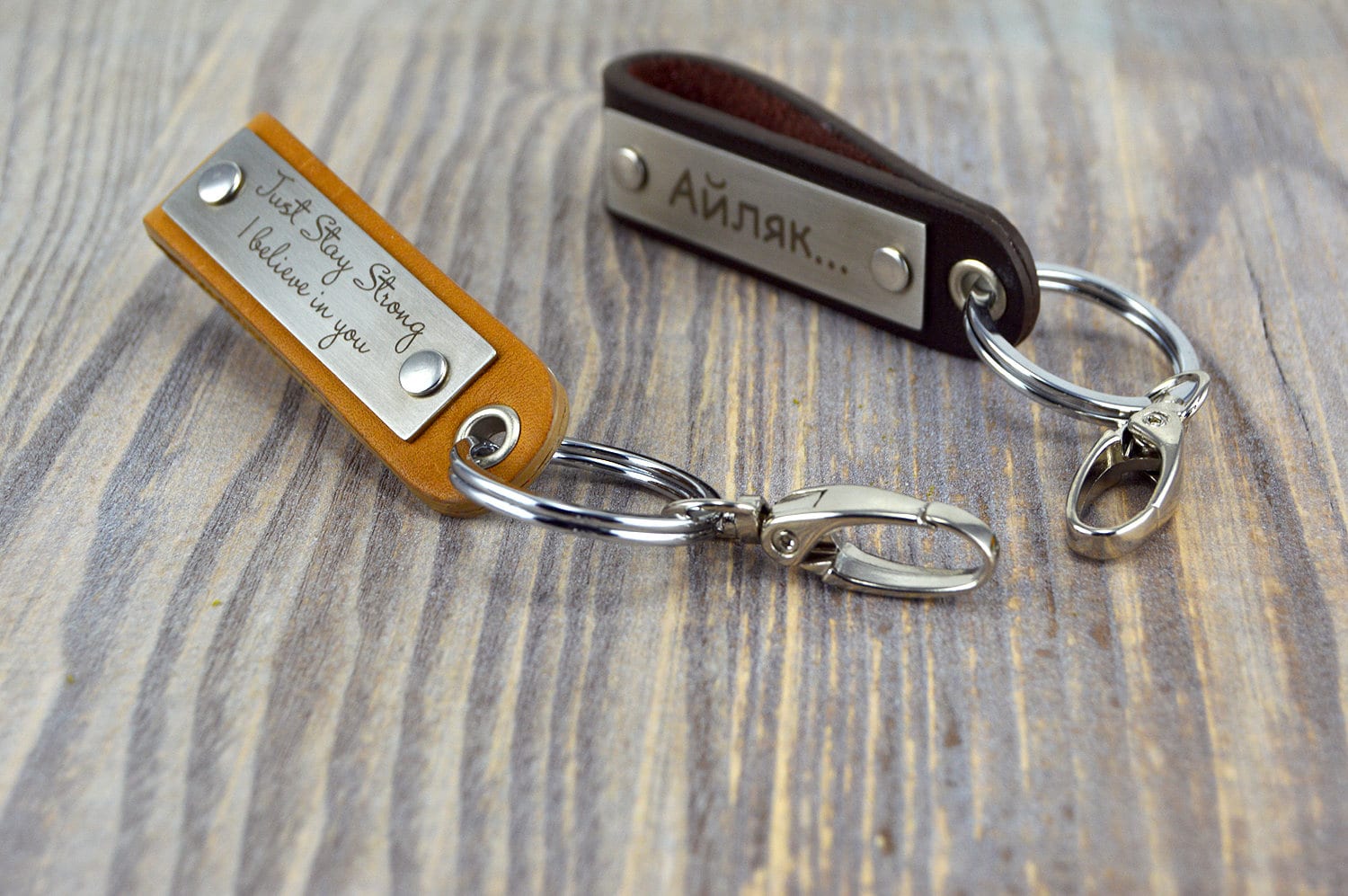 Personalized leather keychain