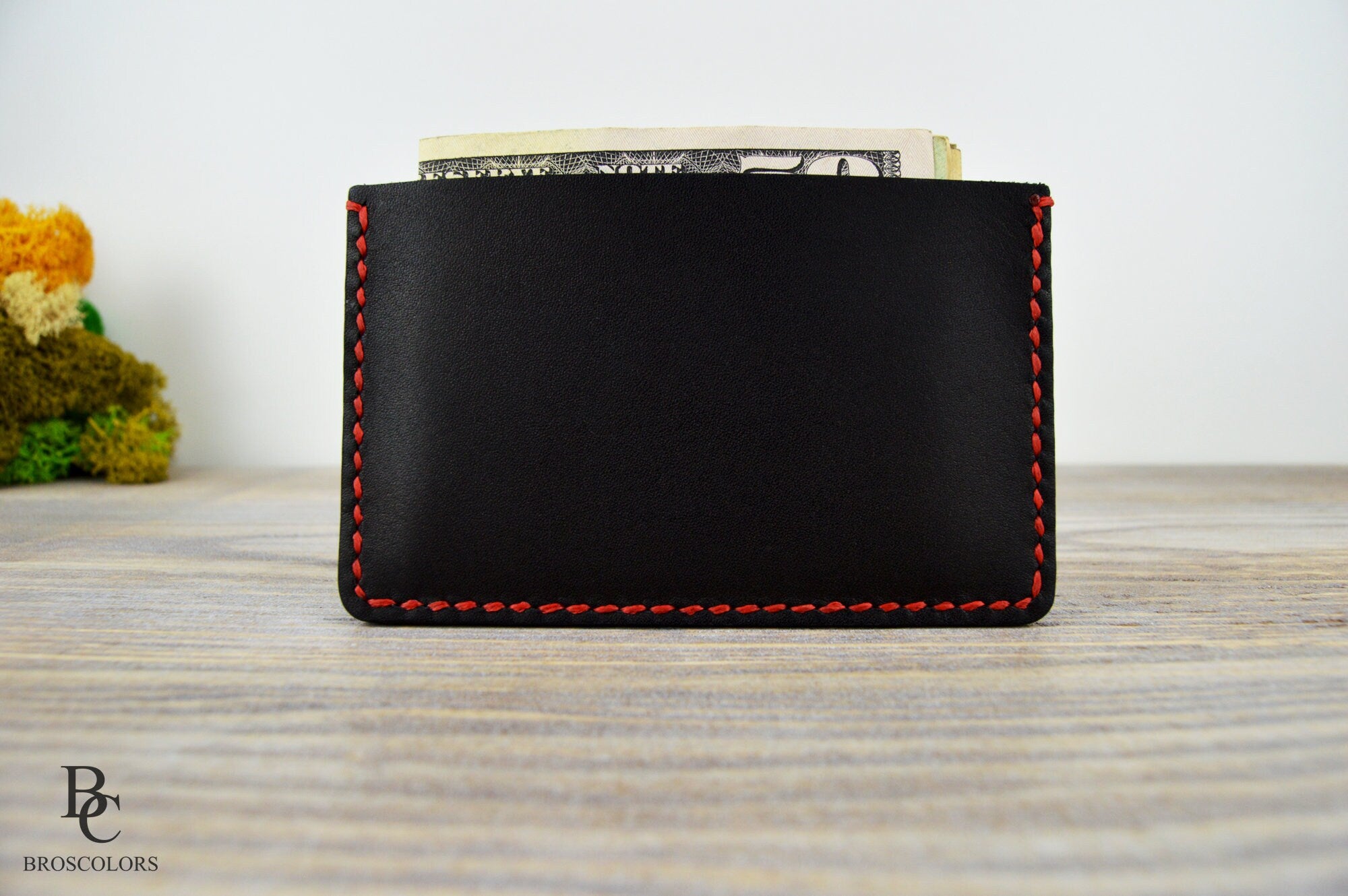 Slim Black Leather Card Holder
