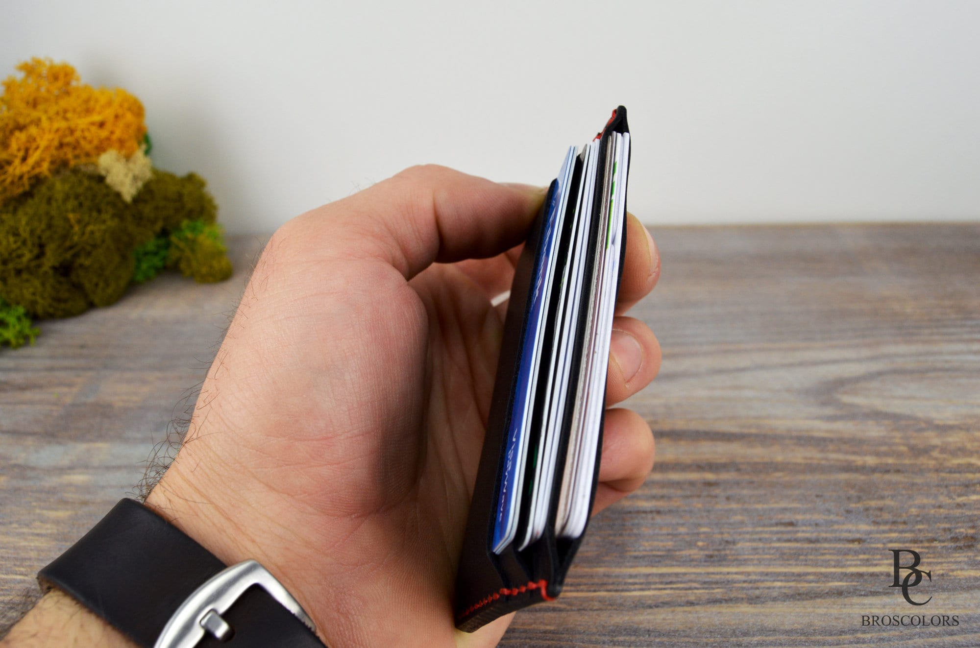 Slim Black Leather Card Holder