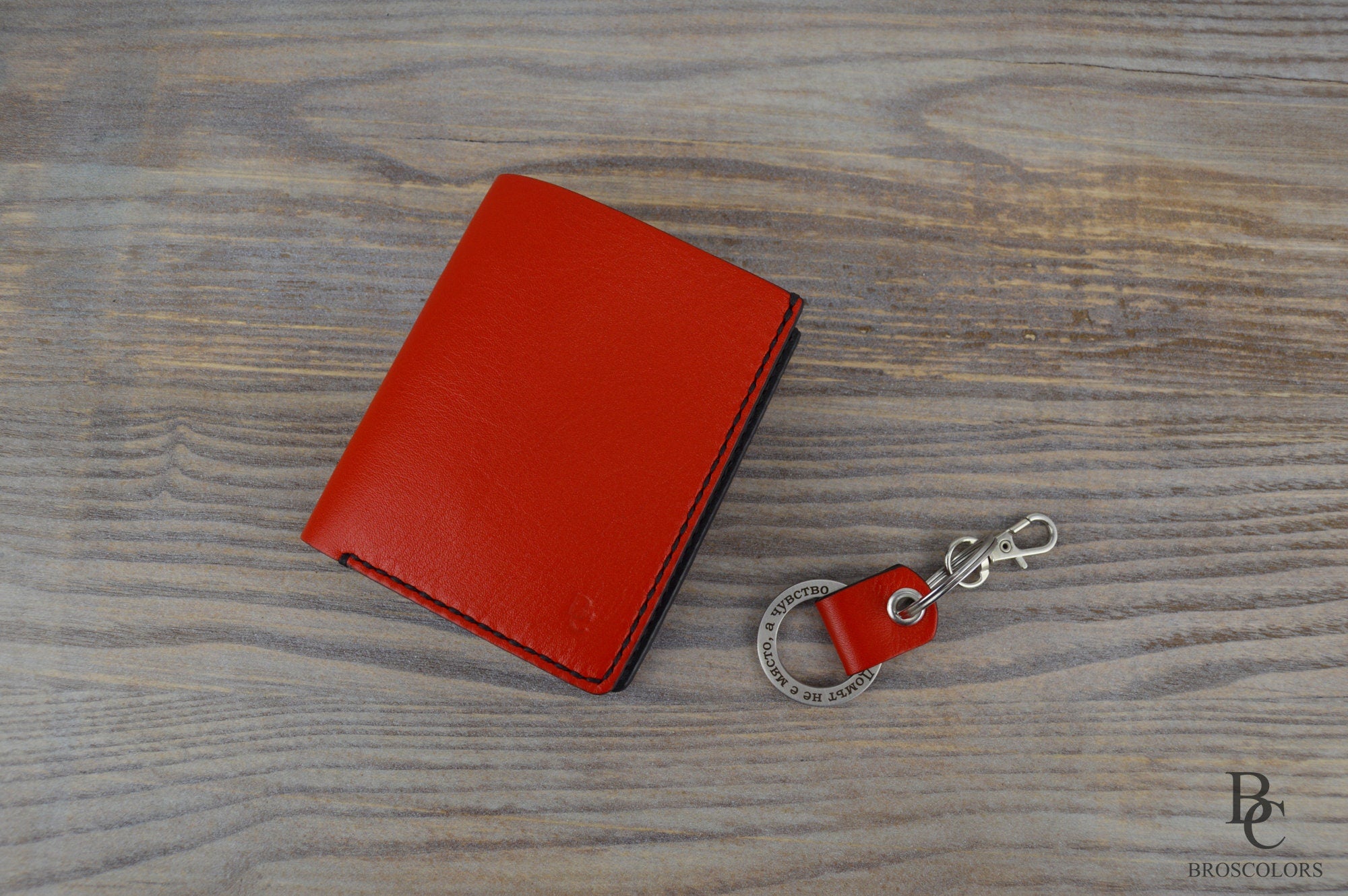 Minimalist Leather Wallet, Red Leather Wallet, Customized Leather Wallet, Mens Wallet, Unisex wallet, Hand-Stitched Wallet, Hand Made Wallet