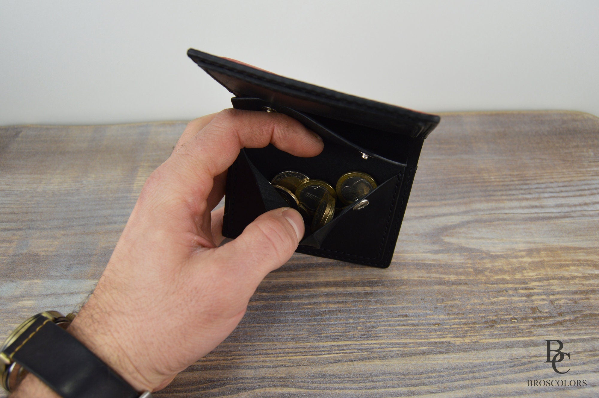 Minimalist Leather Wallet, Red Leather Wallet, Customized Leather Wallet, Mens Wallet, Unisex wallet, Hand-Stitched Wallet, Hand Made Wallet