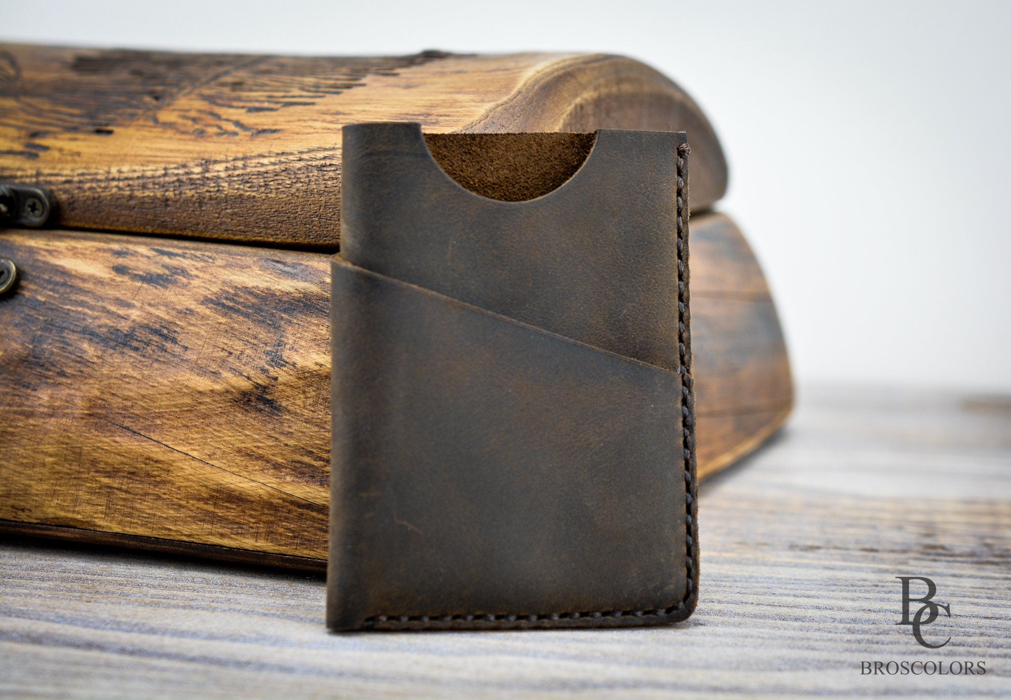 Handmade Front pocket wallet - Slim card holder wallet