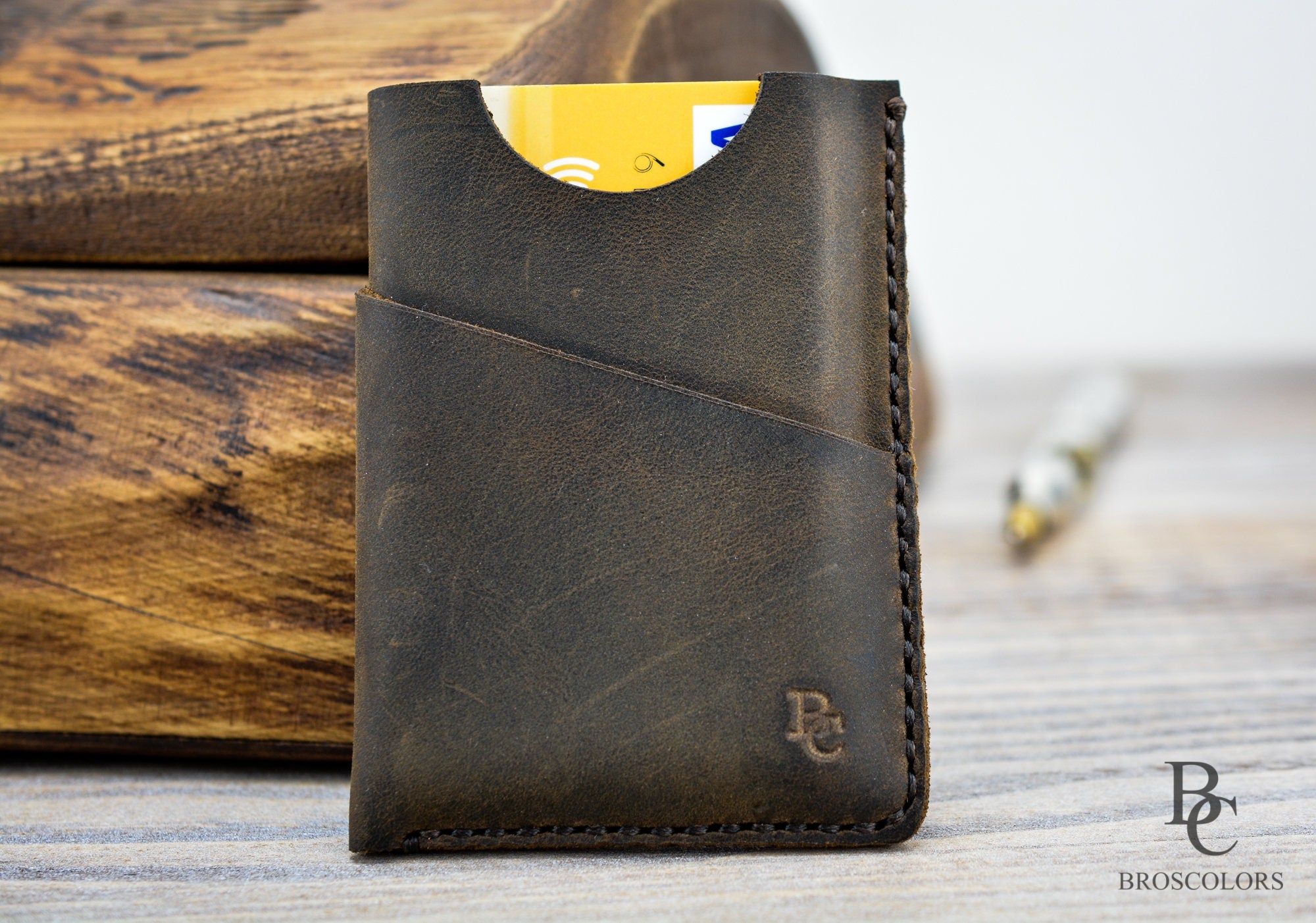 Handmade Front pocket wallet - Slim card holder wallet