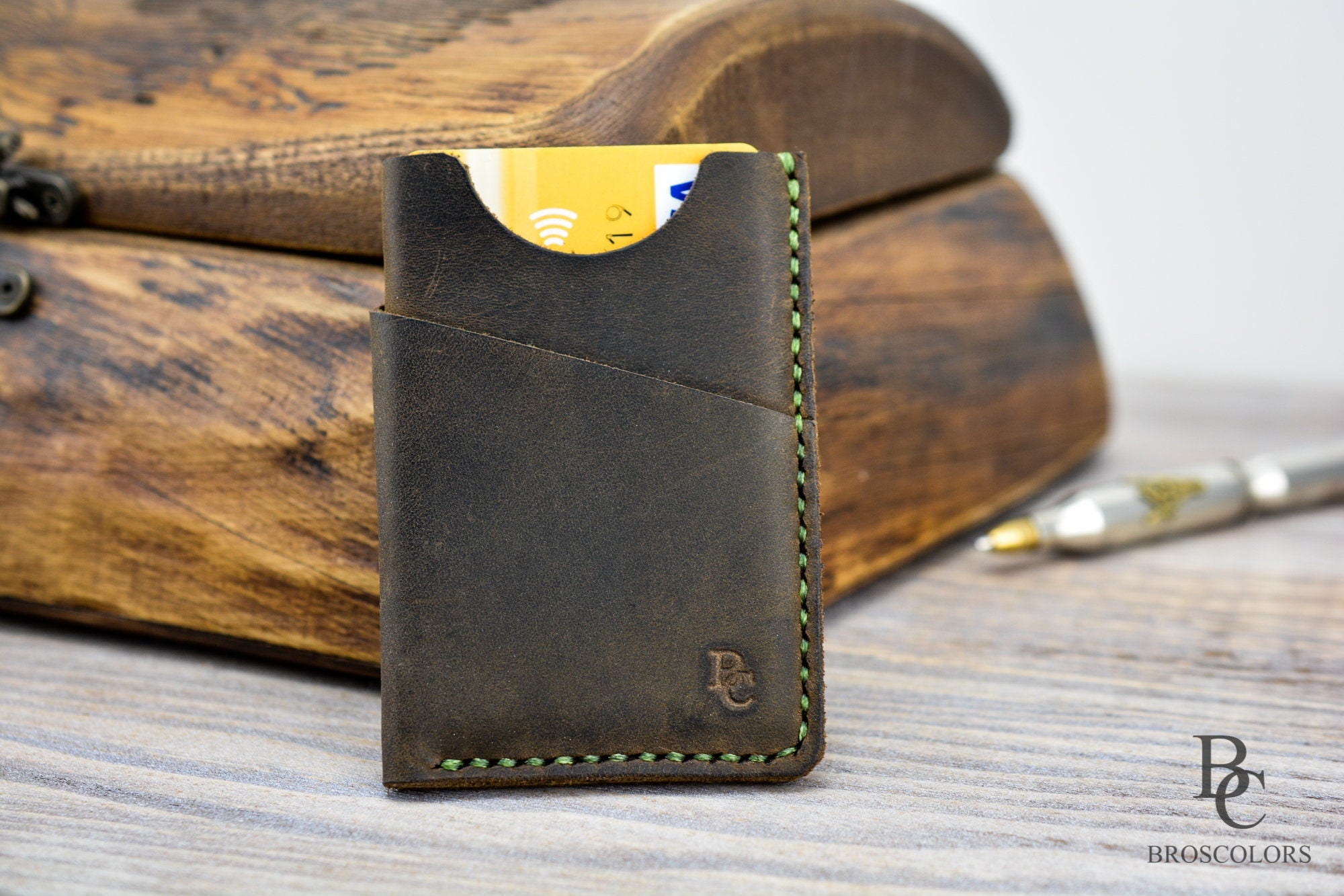 Handmade Front pocket wallet - Slim card holder wallet