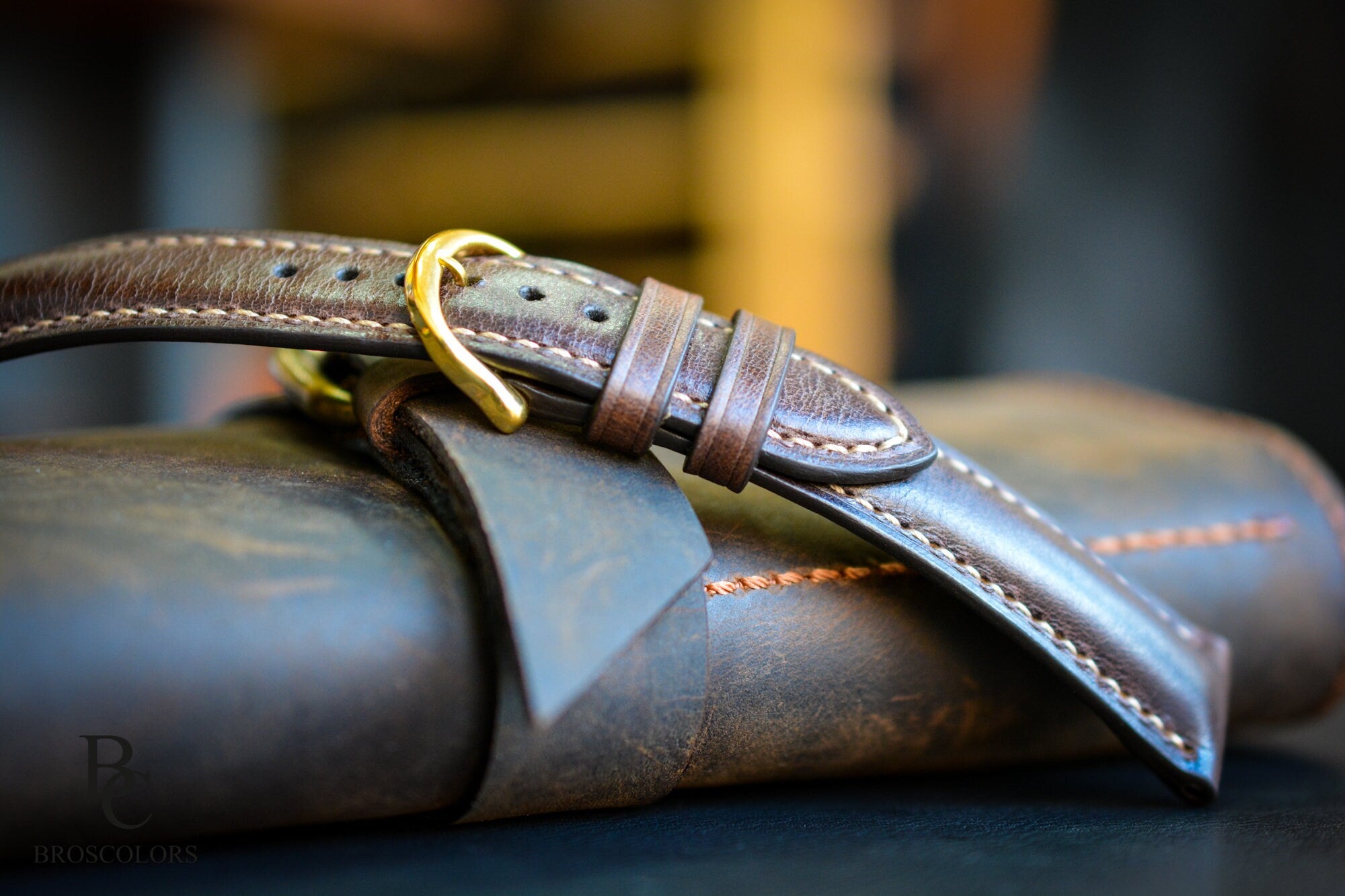 Brown Crazy Horse Watch Strap - Hand Stitched Leather Band