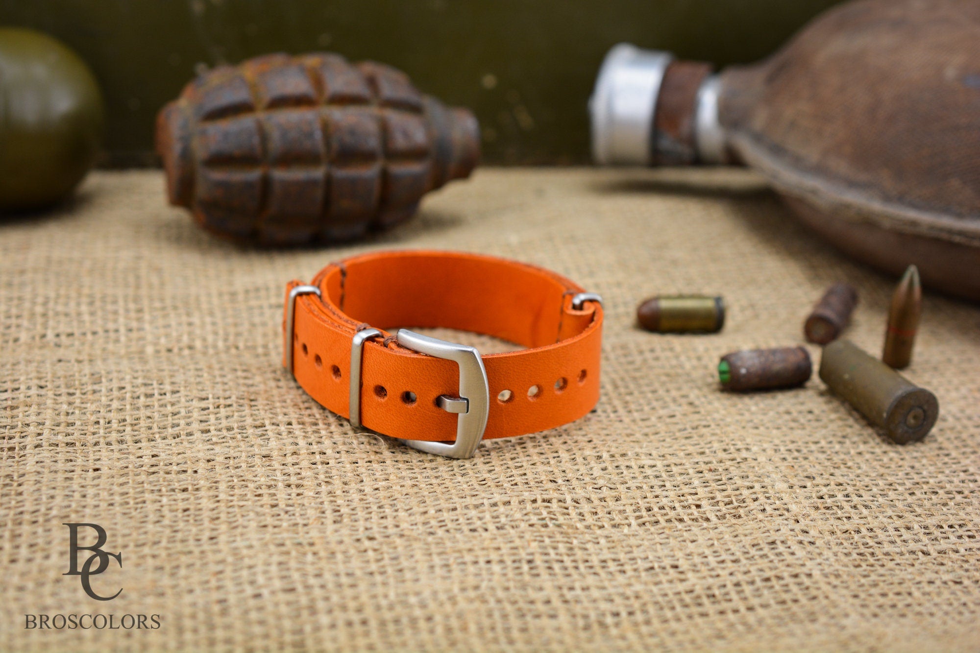 Orange Color Zulu - Handmade Leather Watch Strap