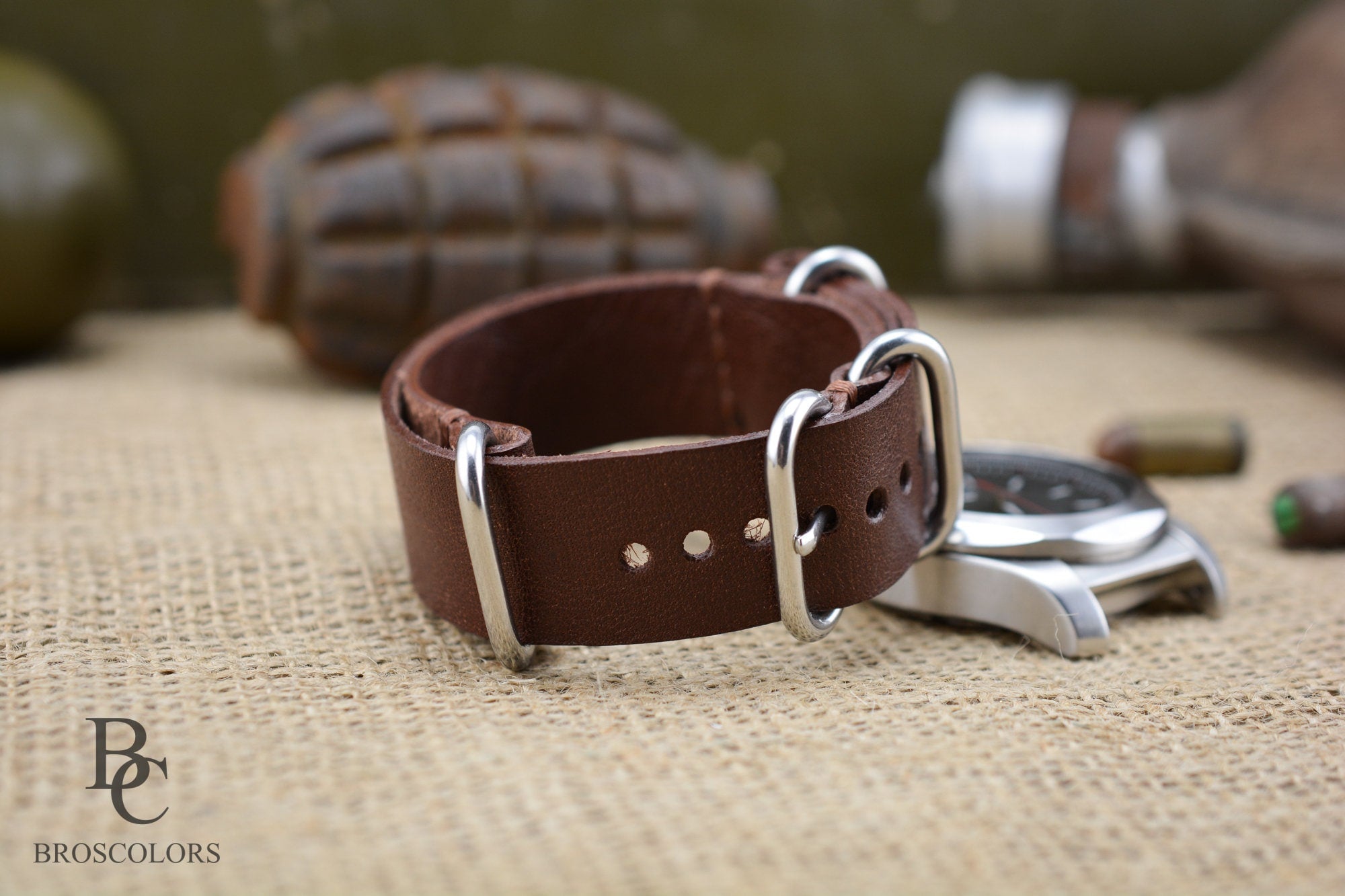military watch straps in army design and style, crazy horse army strap, zulu straps