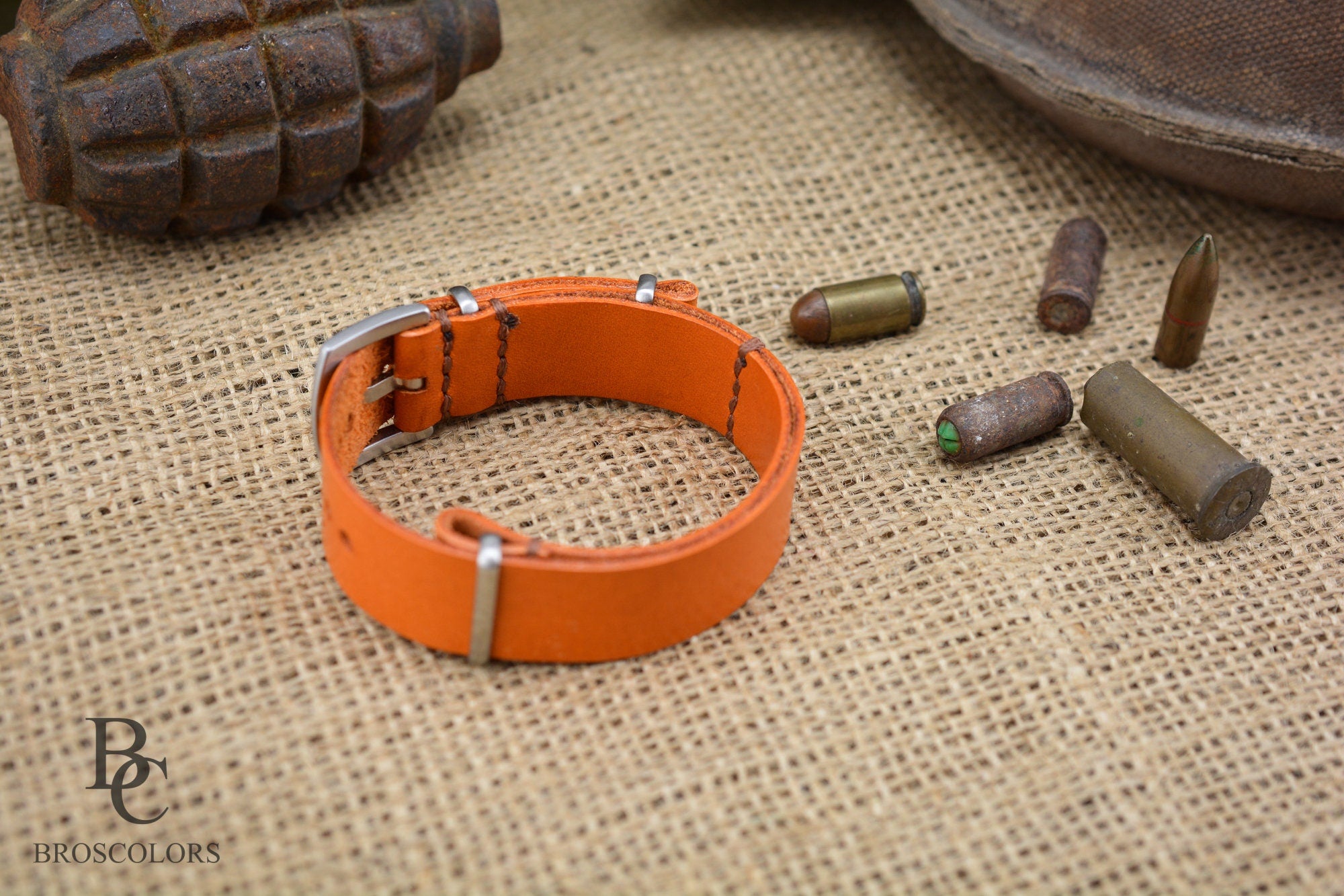 Orange Color Zulu - Handmade Leather Watch Strap