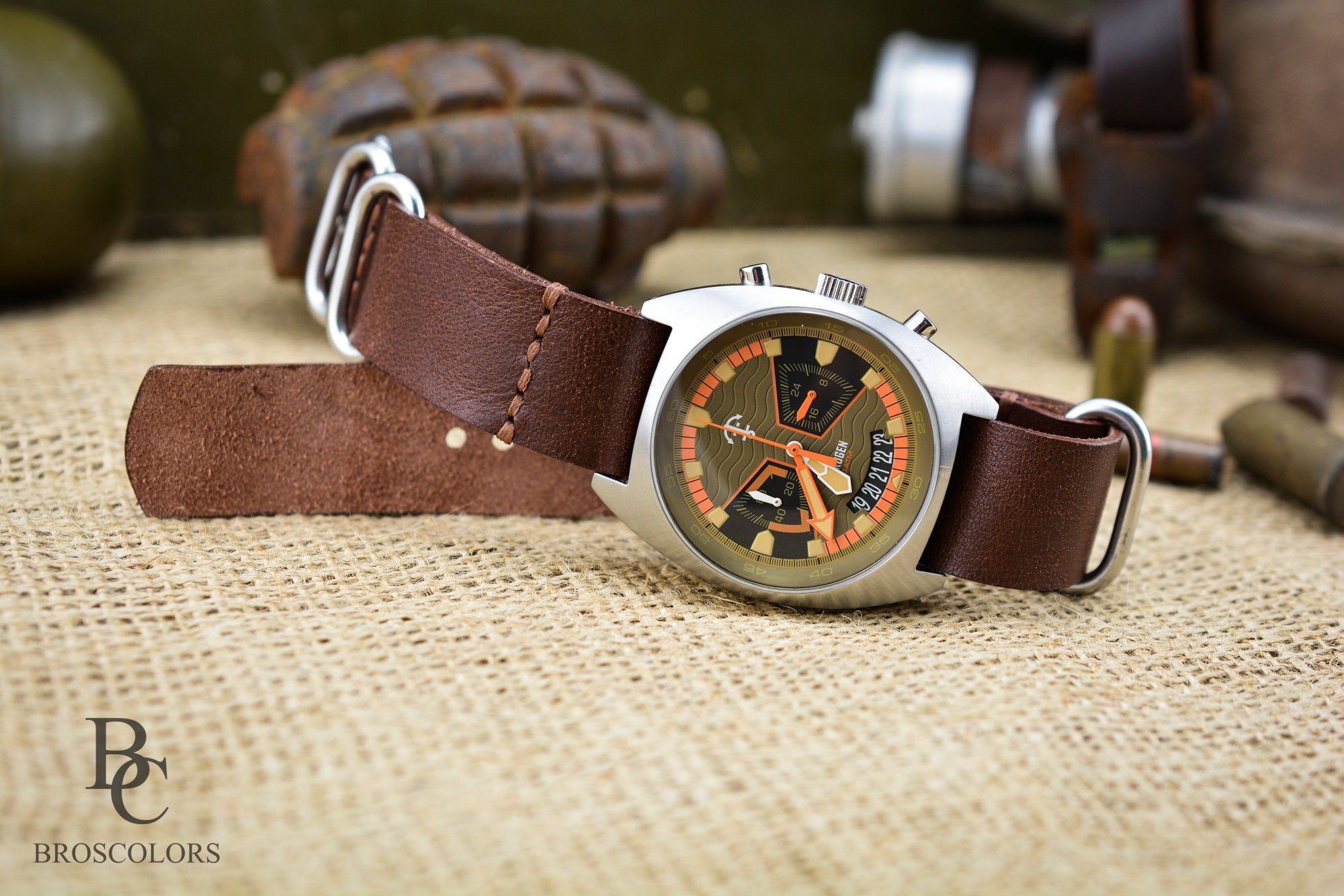Redish Brown Military Watch Strap - Army Style Strap