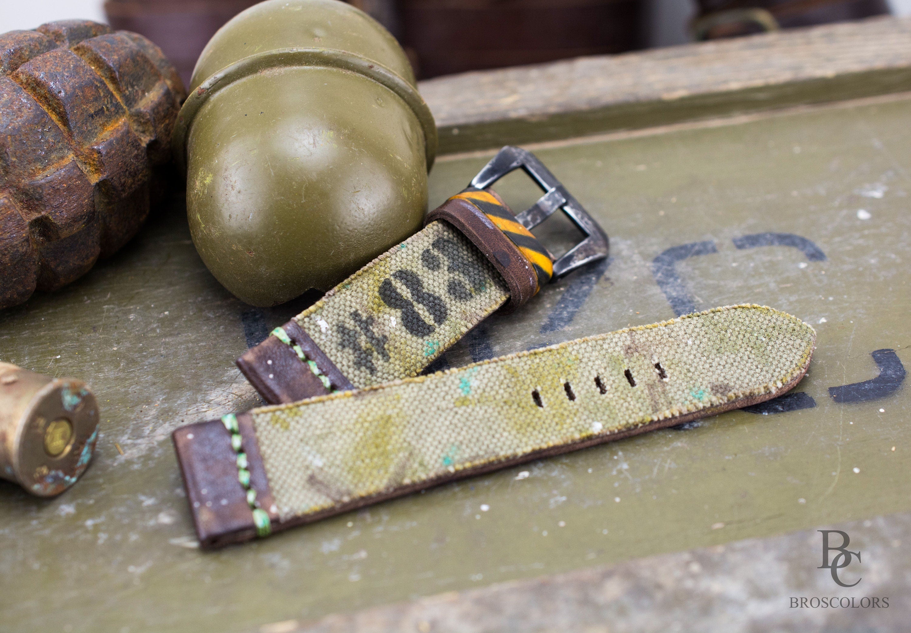 Army Green Canvas Leather Strap