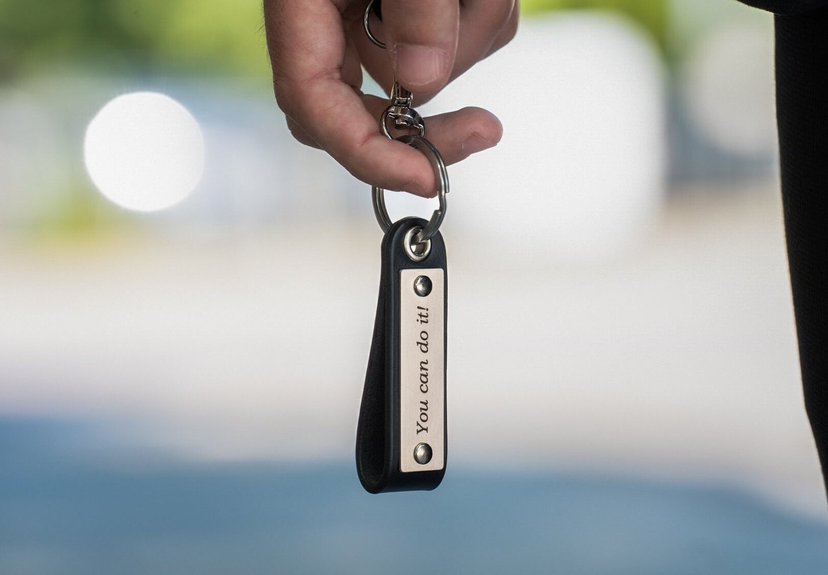 Men's Personalized Leather Keychain