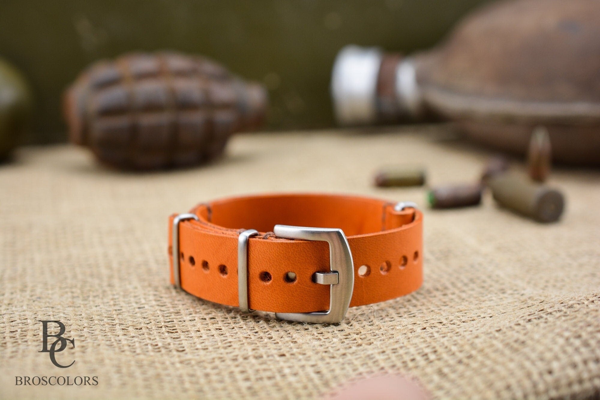 Orange Color Zulu - Handmade Leather Watch Strap