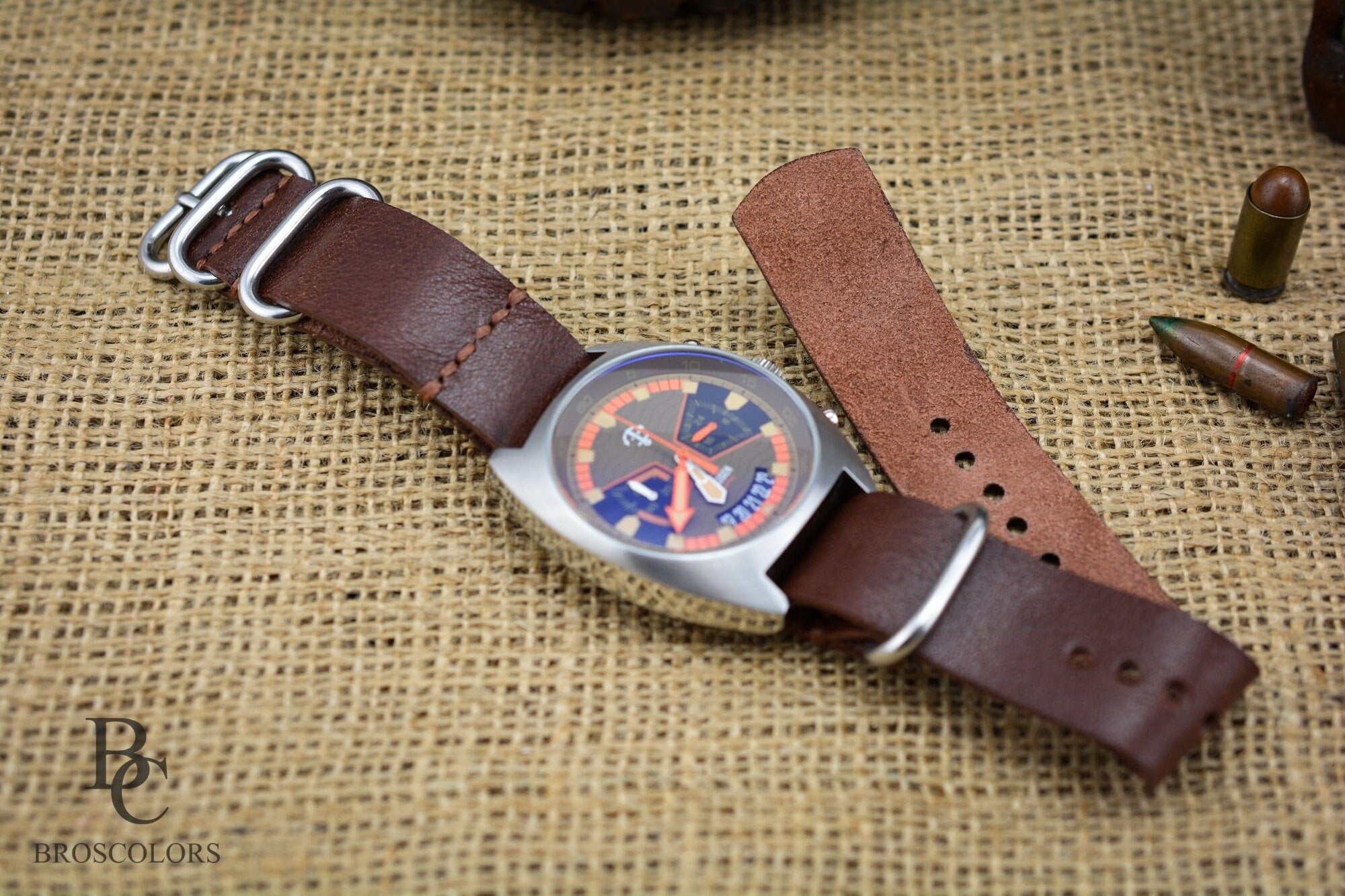 Redish Brown Military Watch Strap - Army Style Strap